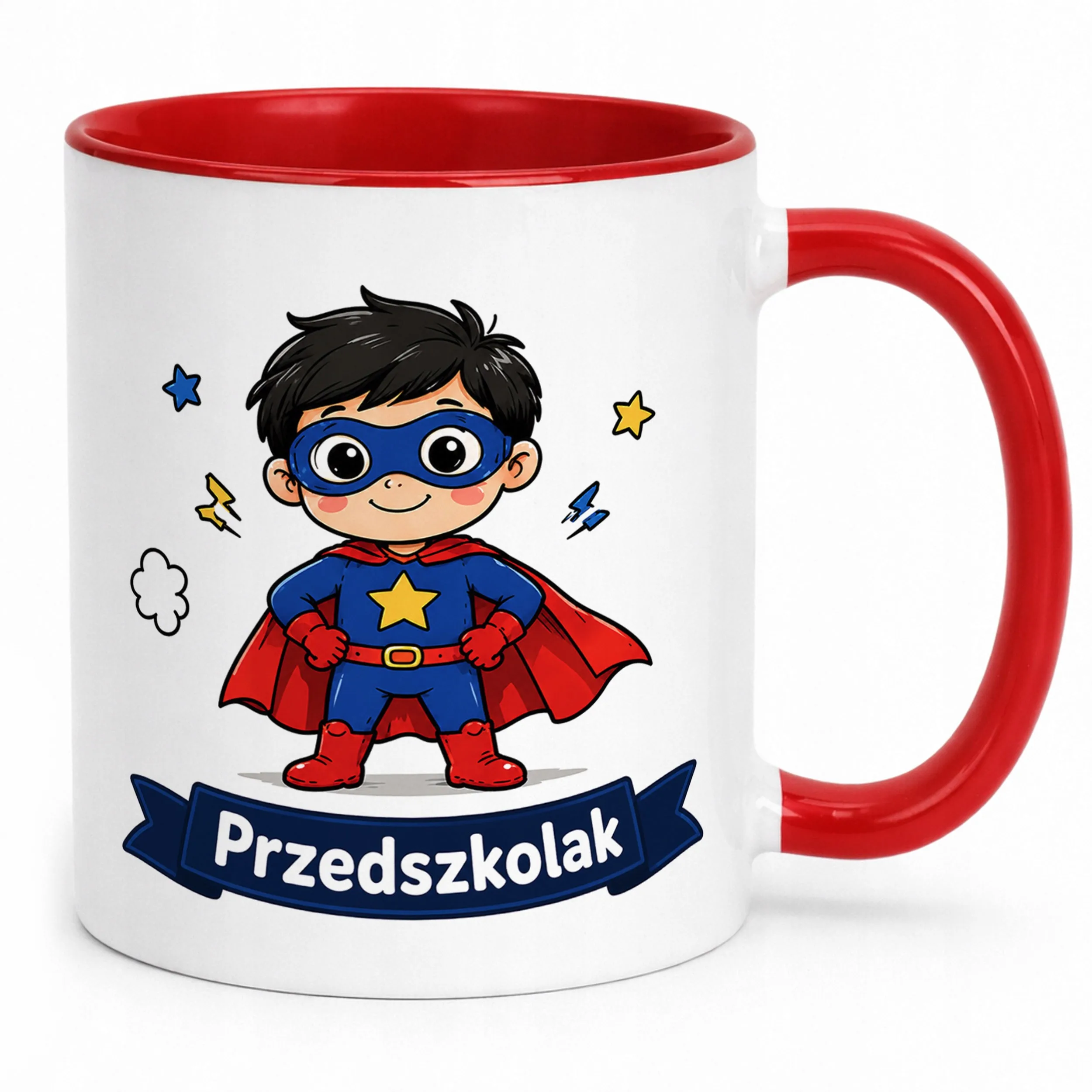 Kubek Czerwony z nadrukiem Przedszkolak Szkoła Dla Dzieci Prezent