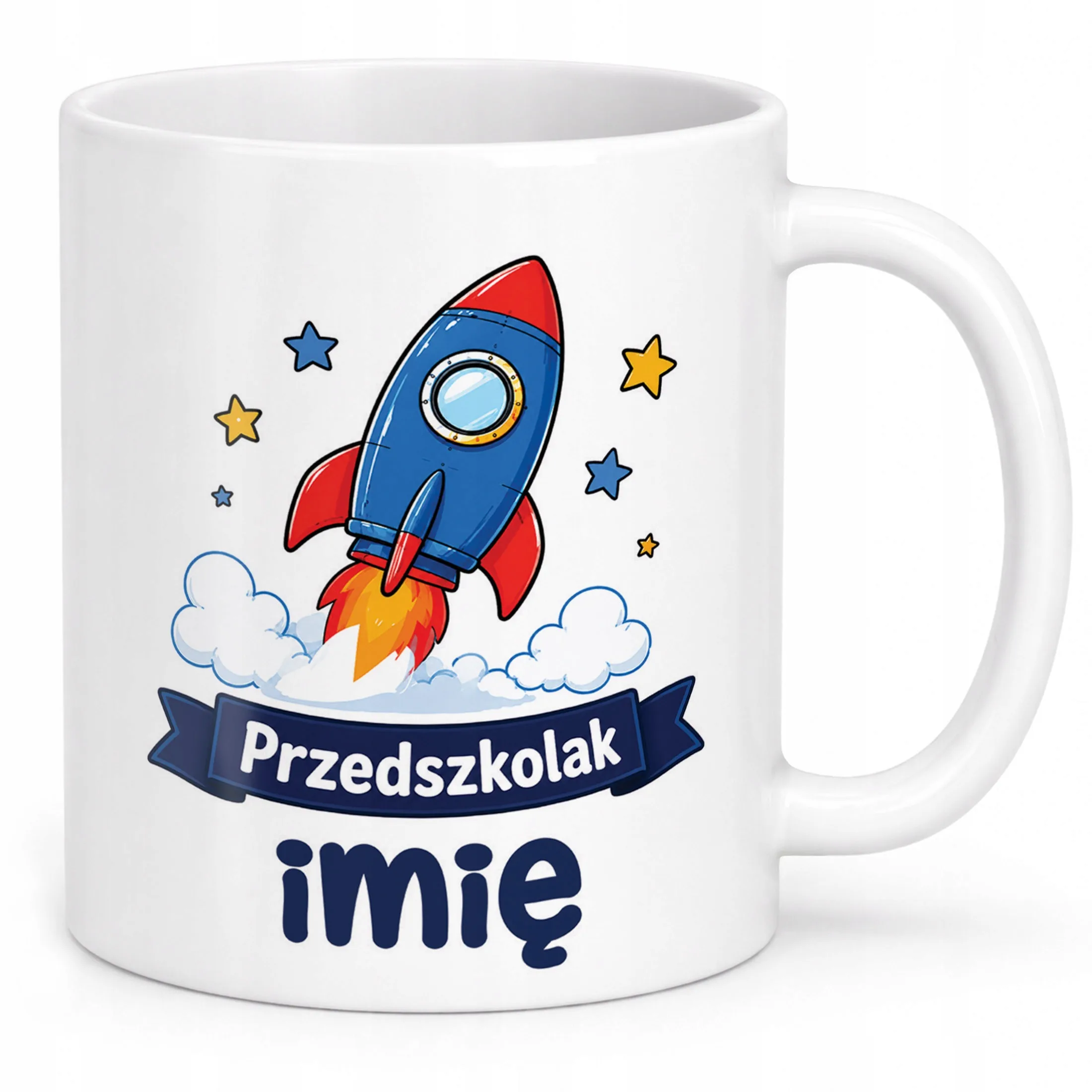 Biały Kubek z nadrukiem personalizowany Przedszkolak Szkoła Dla Dzieci