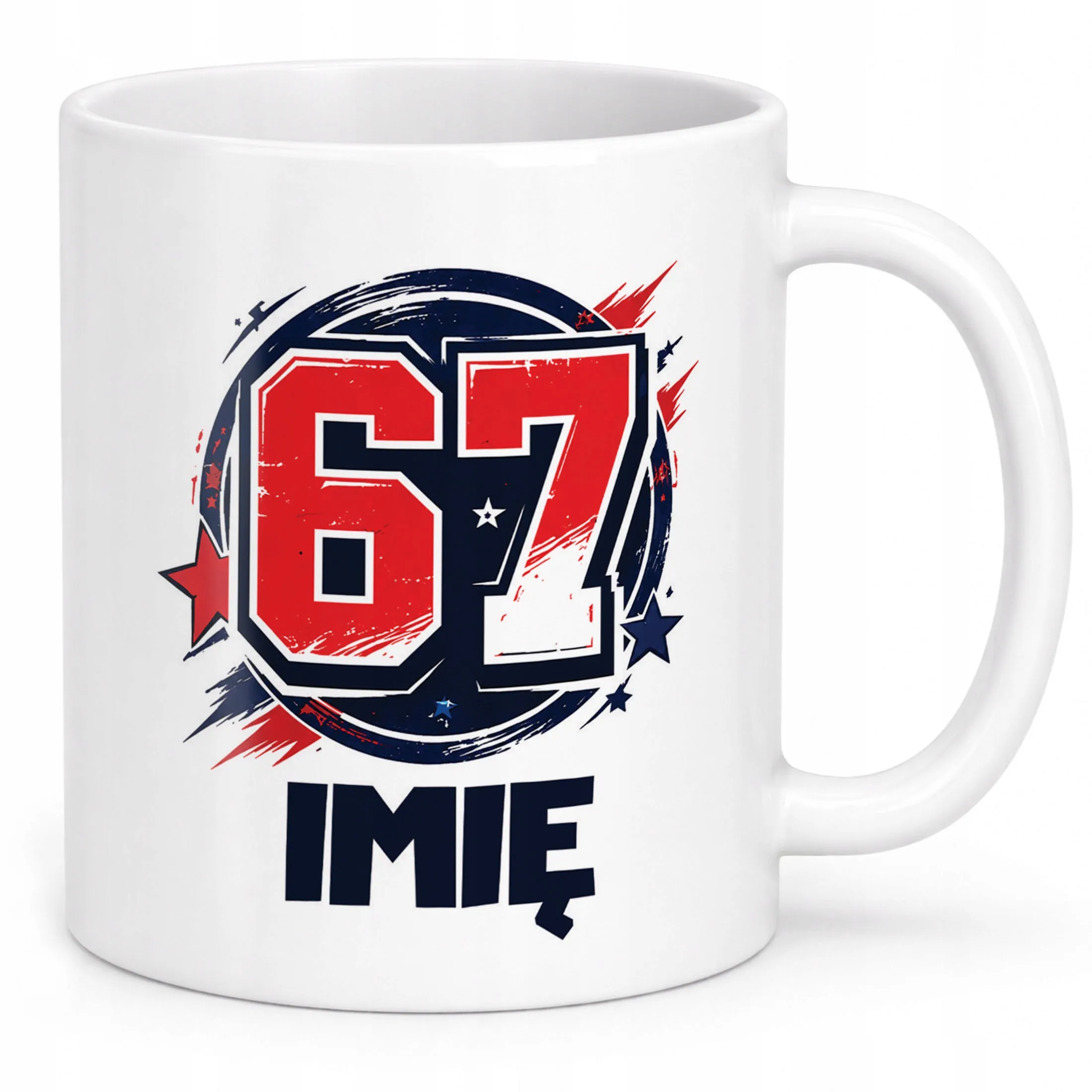 Biały Kubek z nadrukiem personalizowany SIX SEVEN 67 Dla Dzieci Prezent