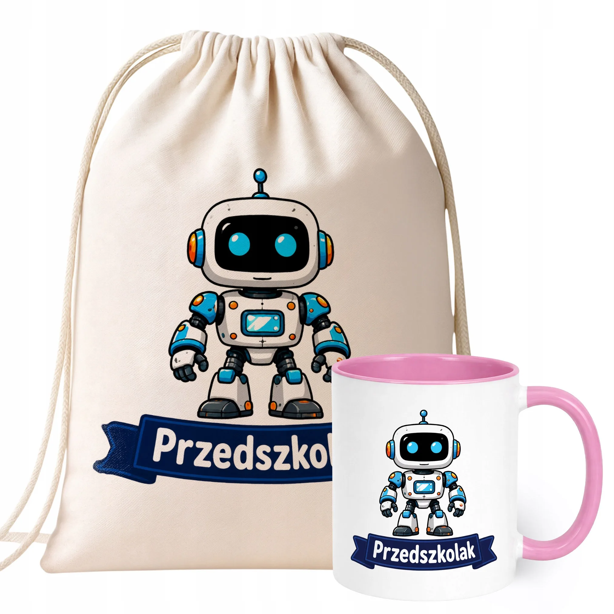 Zestaw Plecak Worek Kubek Różowy Z Nadrukiem Przedszkolak Dla Dzieci