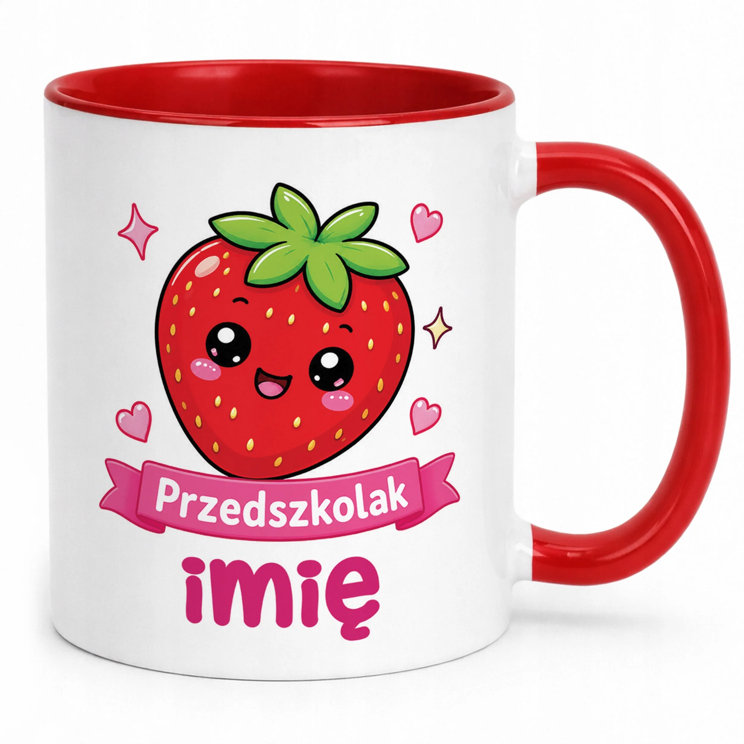 Kubek Czerwony z nadrukiem personalizowany Przedszkolak Szkoła Dla Dzieci