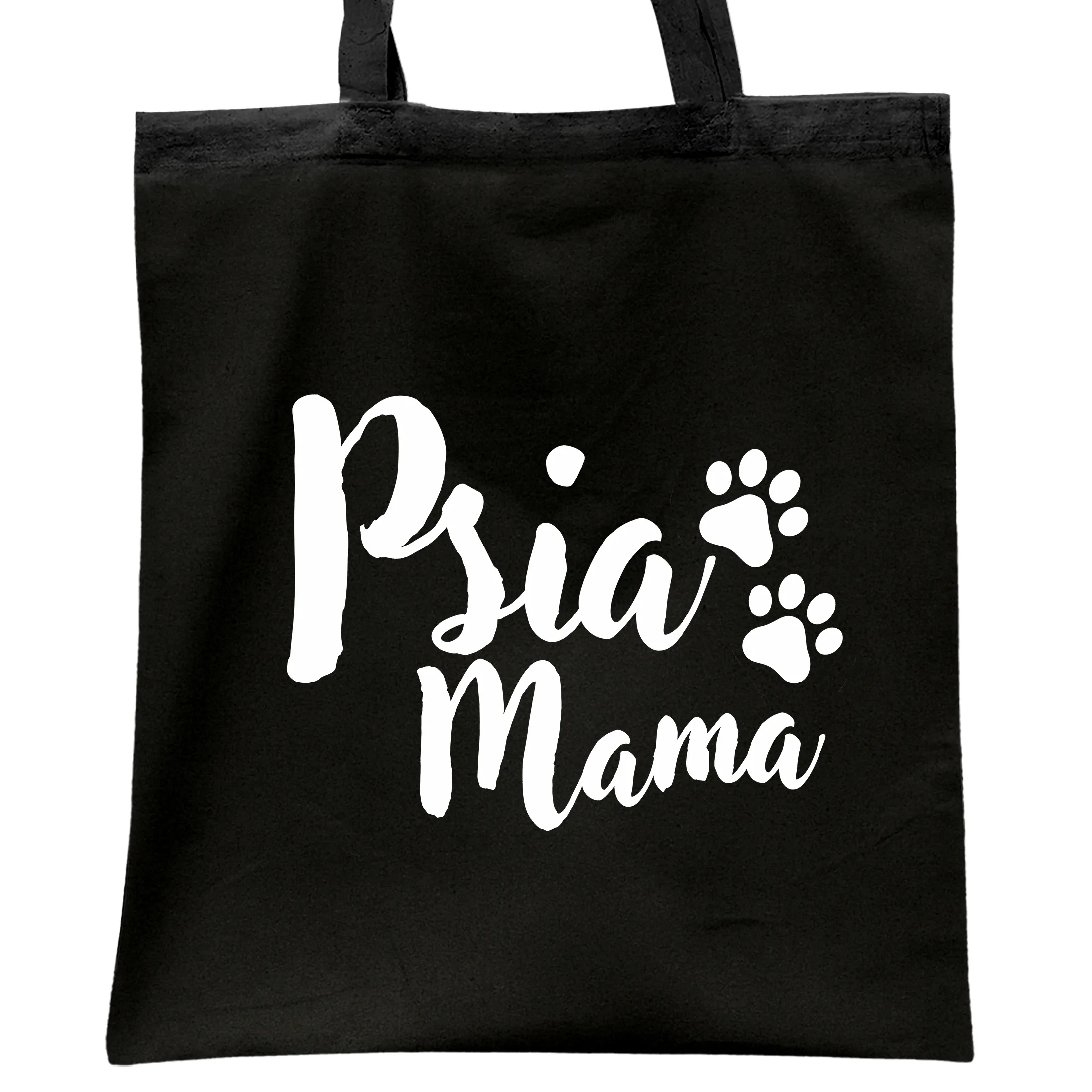 Torba bawełniana czarna na zakupy Psia Mama Dla Właścicielki Psa