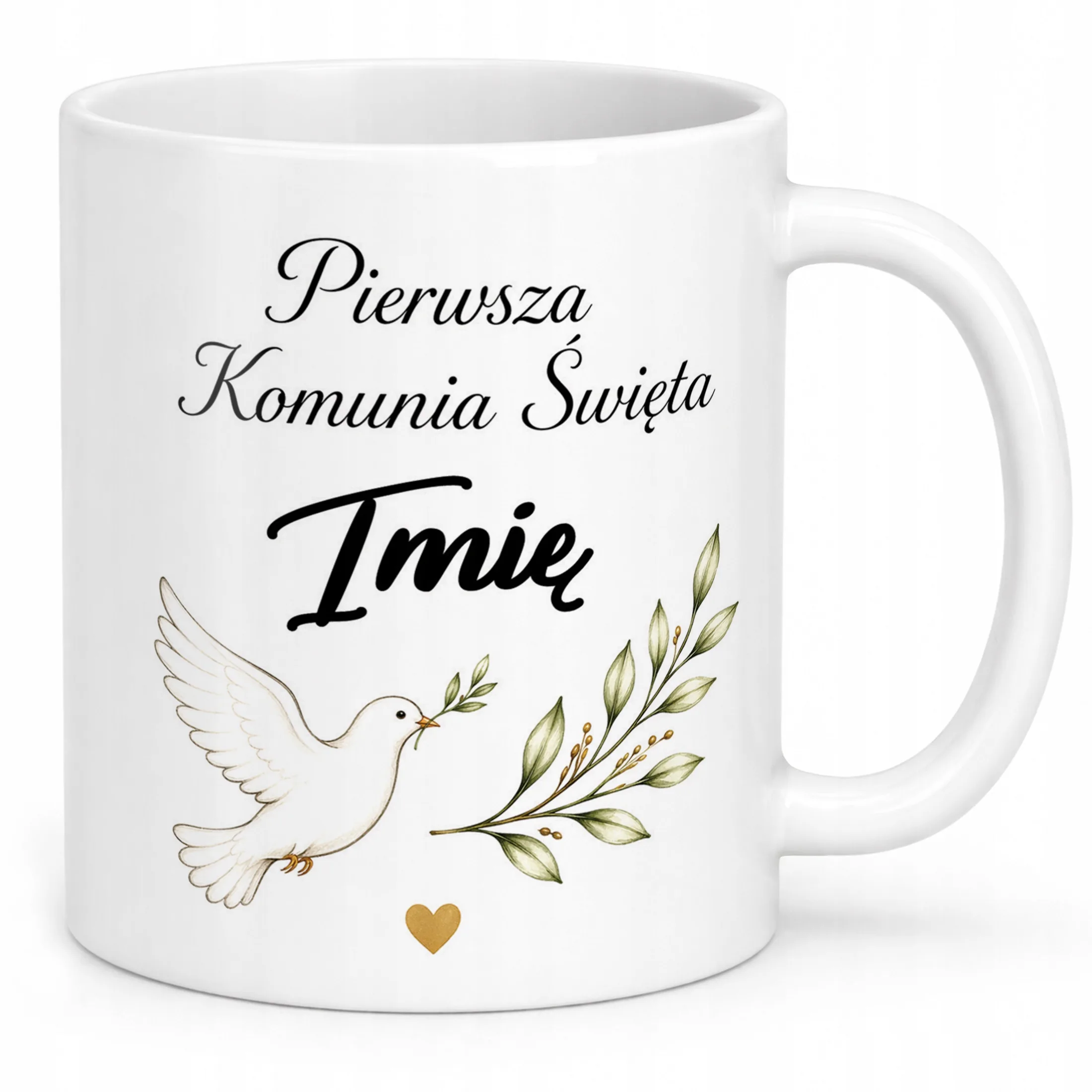 Kubek komunijny z imieniem dziecka pamiątka dla gości przyjęcia