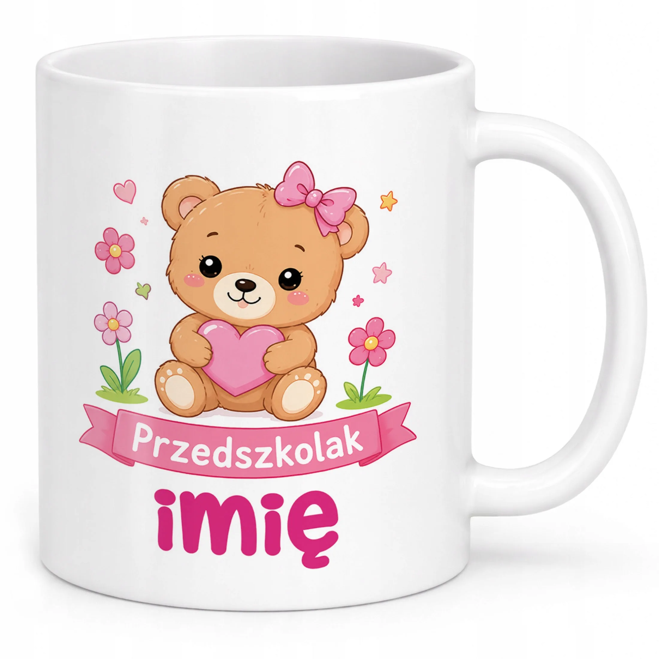 Biały Kubek z nadrukiem personalizowany Przedszkolak Szkoła Dla Dzieci