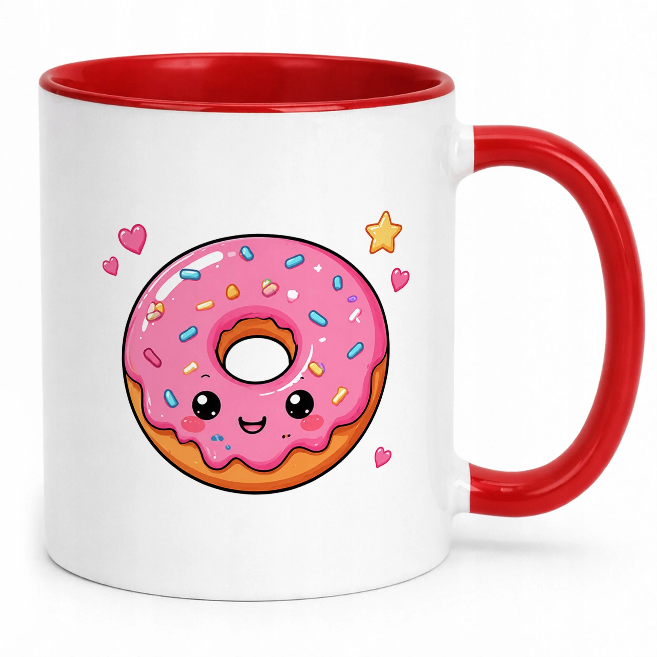 Kubek Czerwony z nadrukiem Kawaii Pączek Dla Dzieci Prezent Upominek