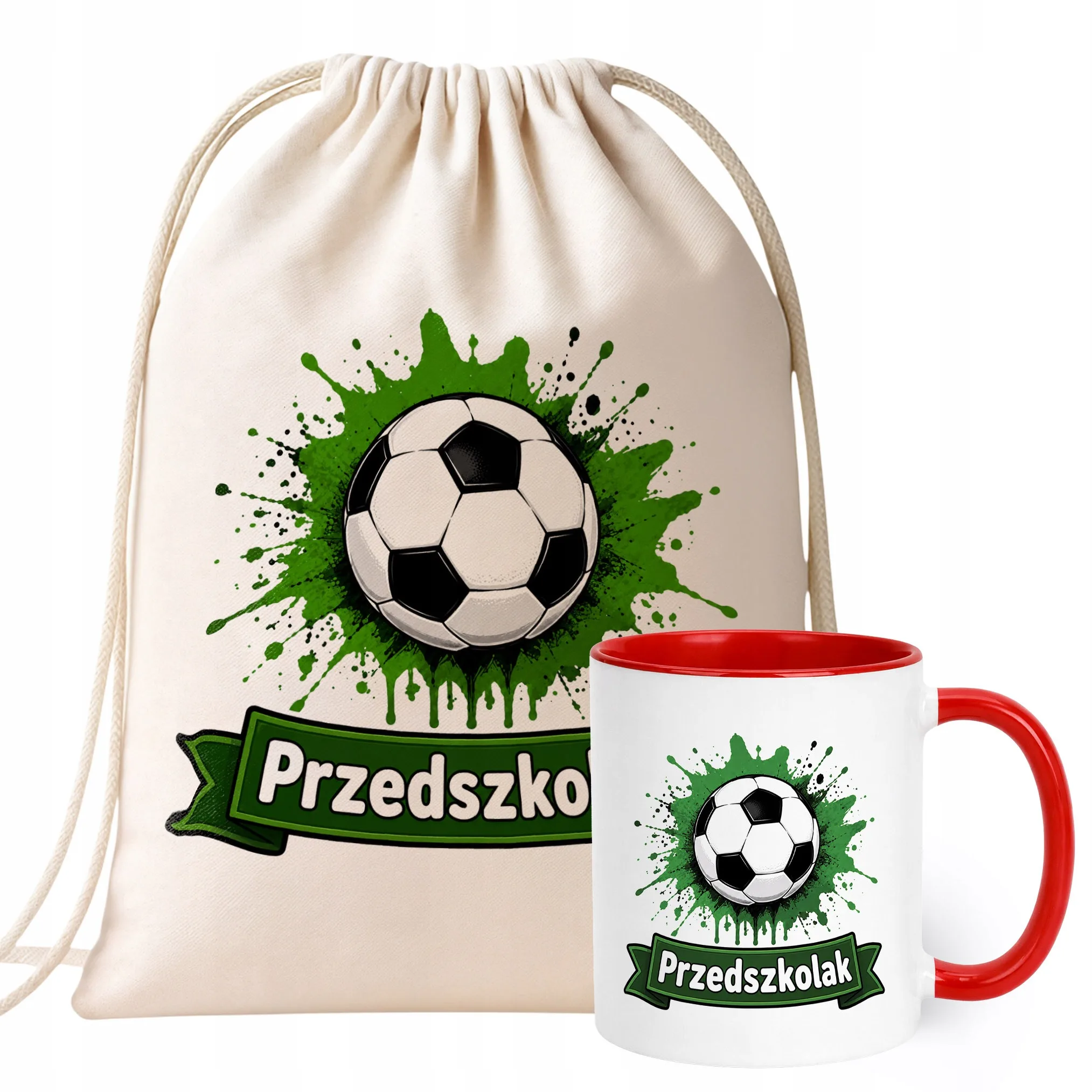 Zestaw Plecak Worek Kubek Czerwony Z Nadrukiem Przedszkolak Dla Dzieci
