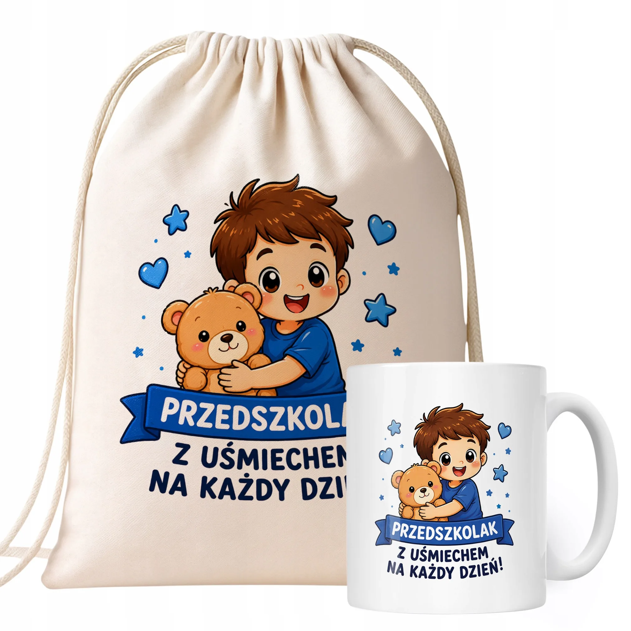 Zestaw Plecak Worek Kubek Z Nadrukiem Przedszkolak Szkoła Dla Dzieci