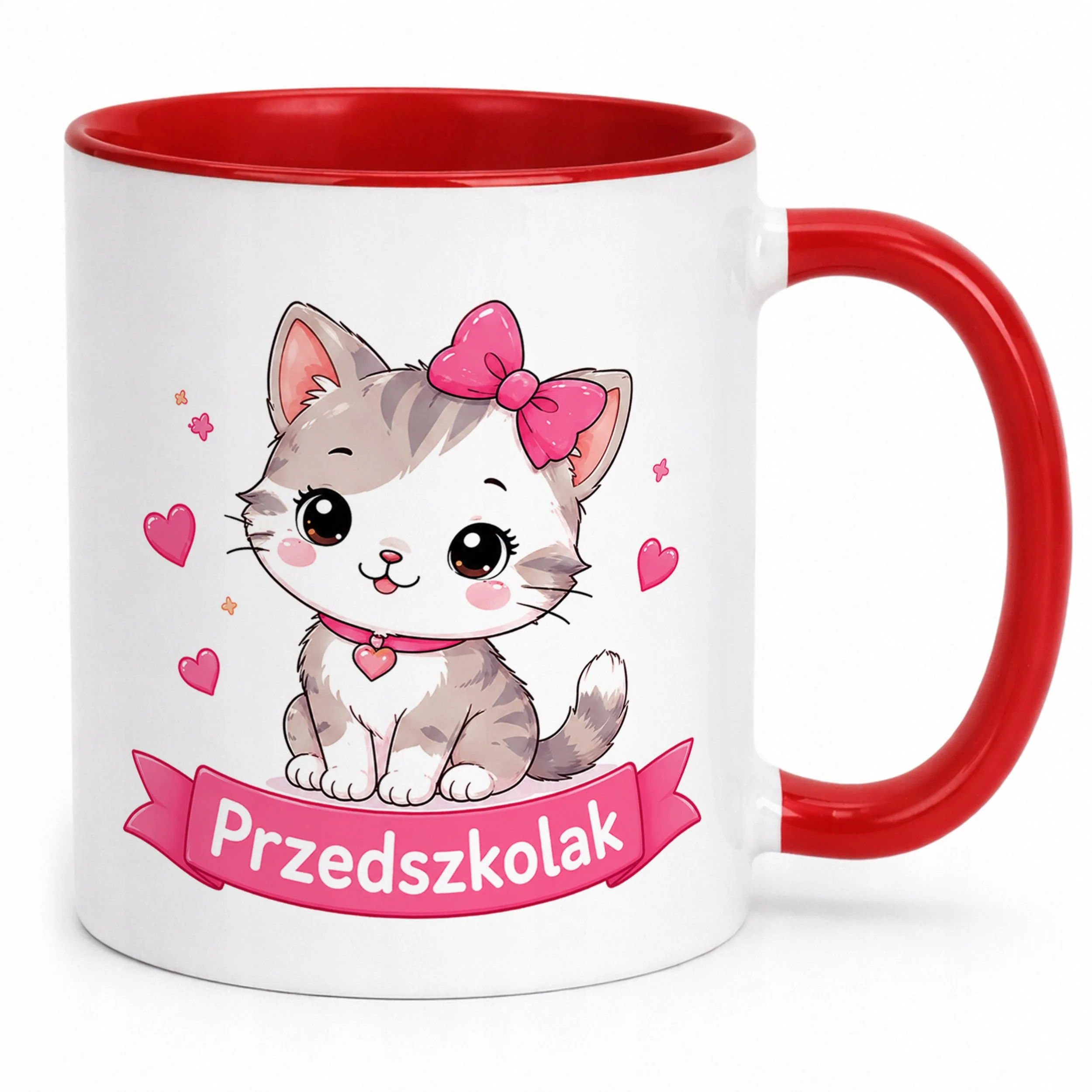 Kubek Czerwony z nadrukiem Przedszkolak Szkoła Dla Dzieci Prezent