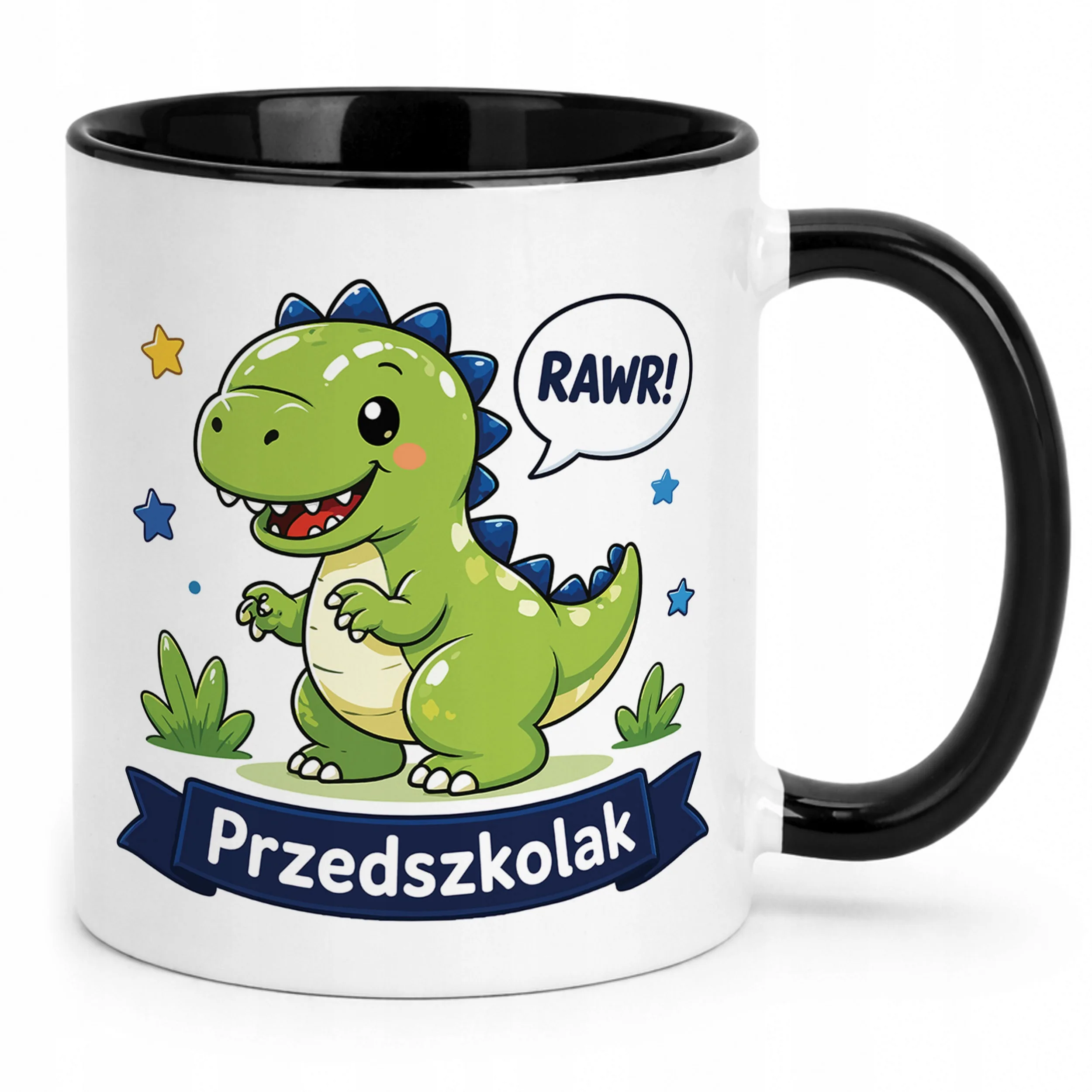 Kubek Czarny z nadrukiem Przedszkolak Szkoła Dla Dzieci Prezent