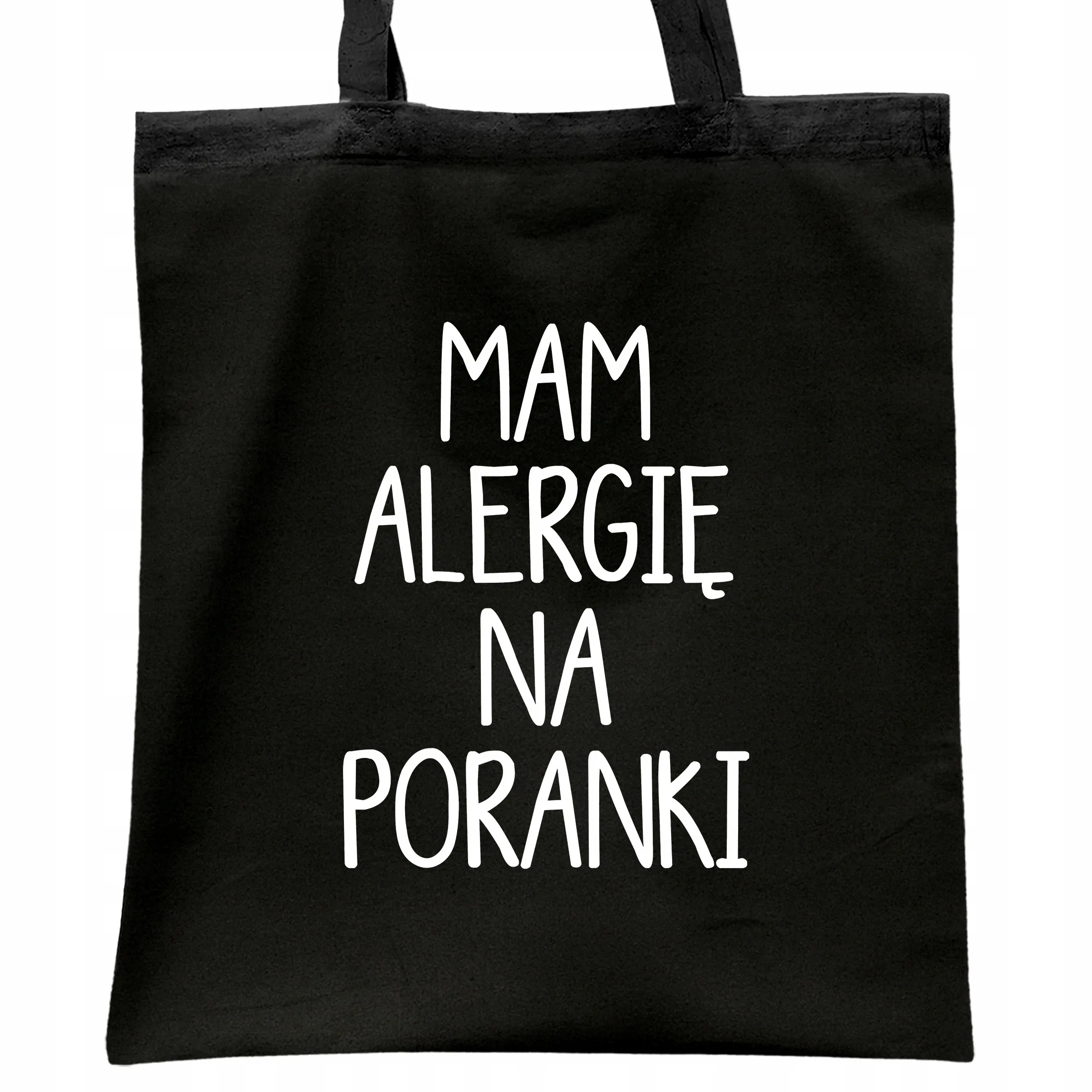 Torba bawełniana czarna na zakupy Mam Alergię Na Poranki