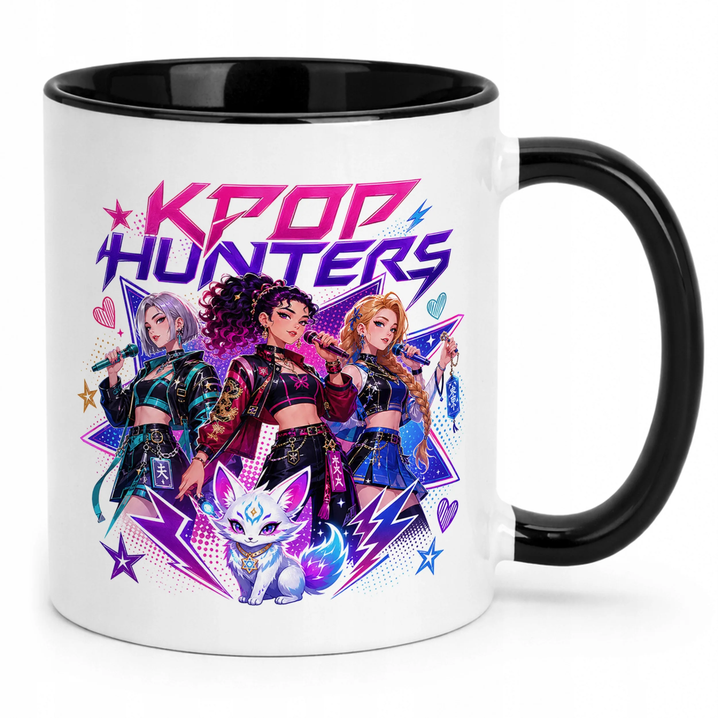 Kubek Czarny z nadrukiem ŁOWCZYNIE KPOP Dla Dzieci Prezent Upominek