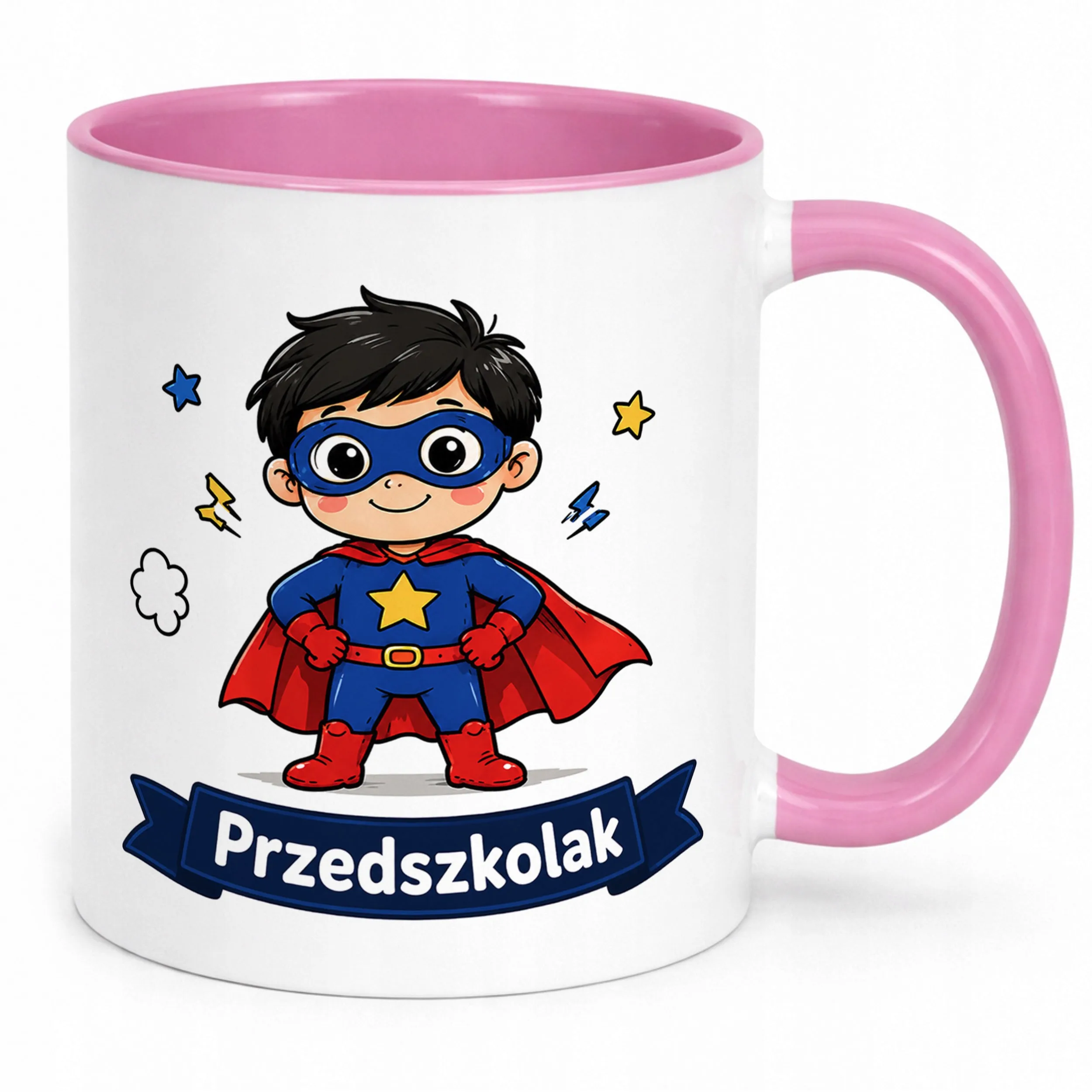 Kubek Różowy z nadrukiem Przedszkolak Szkoła Dla Dzieci Prezent