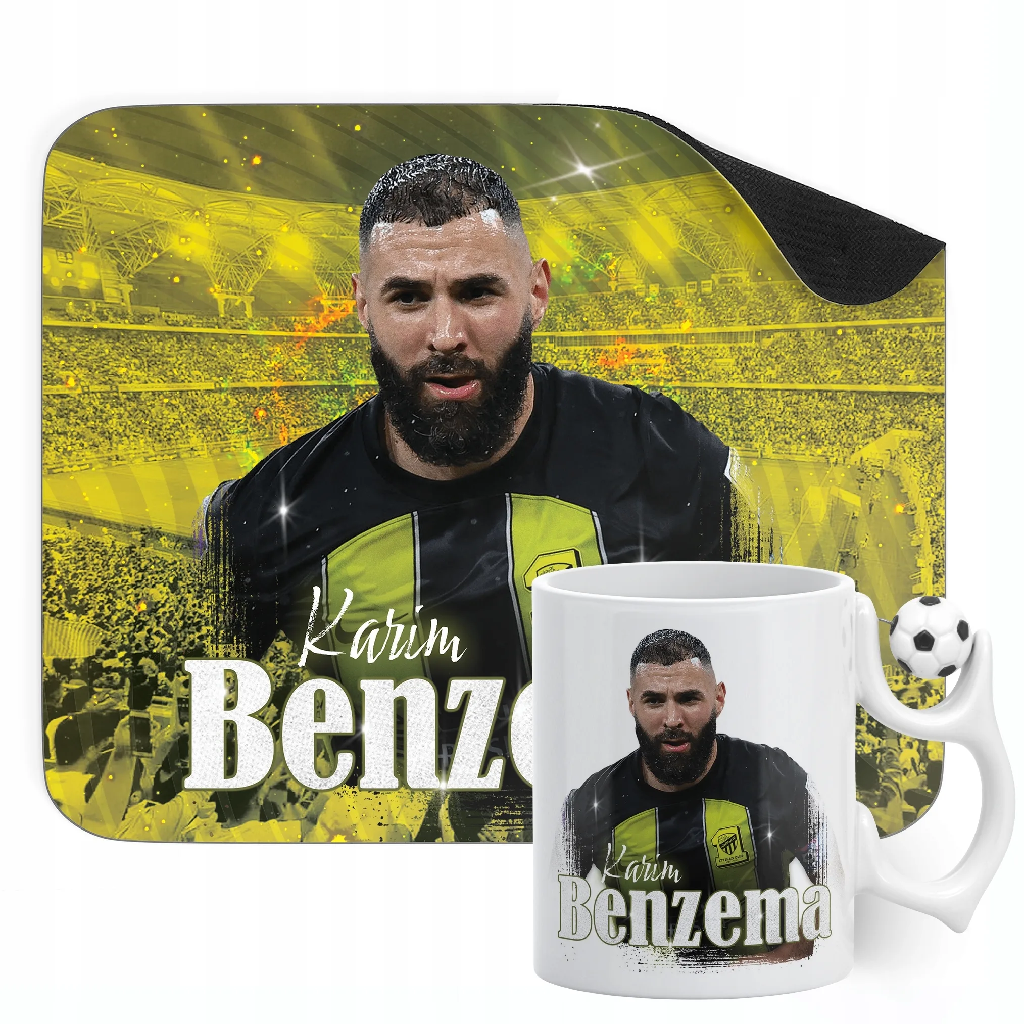 Zestaw Kubek Piłkarski + Podkładka pod mysz Karim Benzema Al-Ittihad