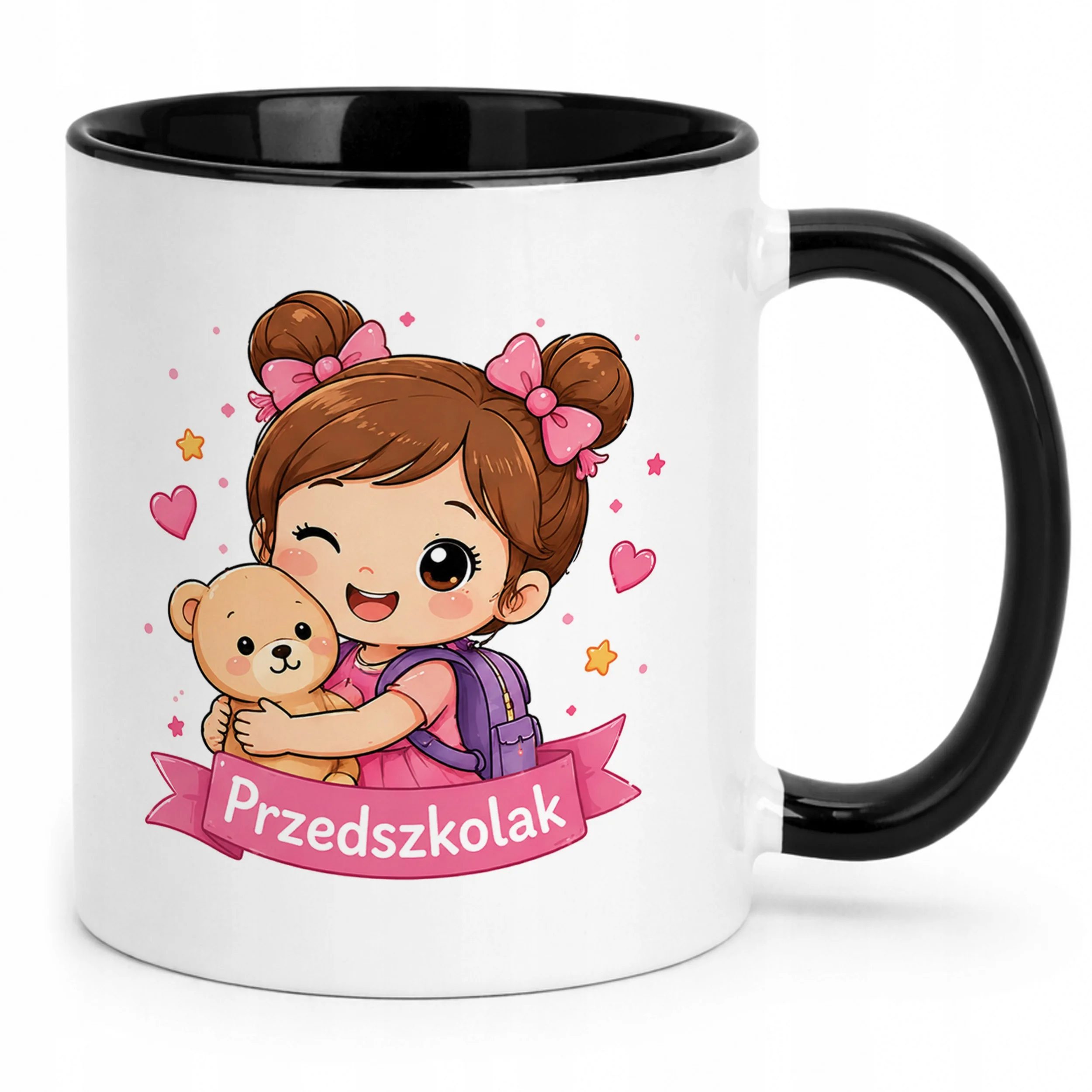 Kubek Czarny z nadrukiem Przedszkolak Szkoła Dla Dzieci Prezent