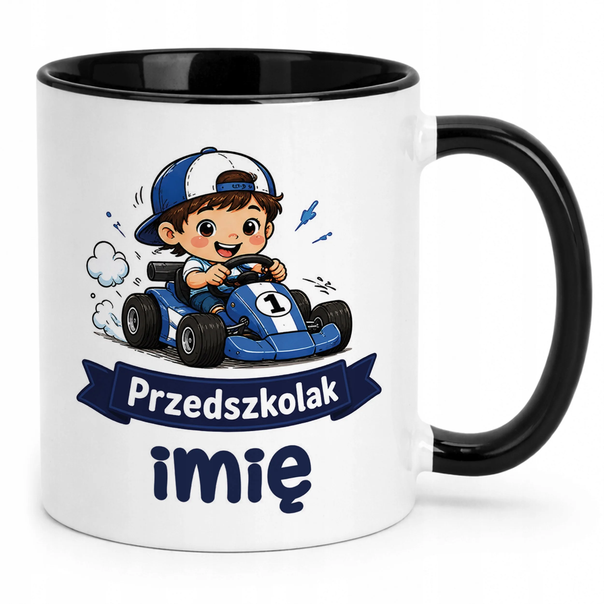 Kubek Czarny z nadrukiem personalizowany Przedszkolak Szkoła Dla Dzieci