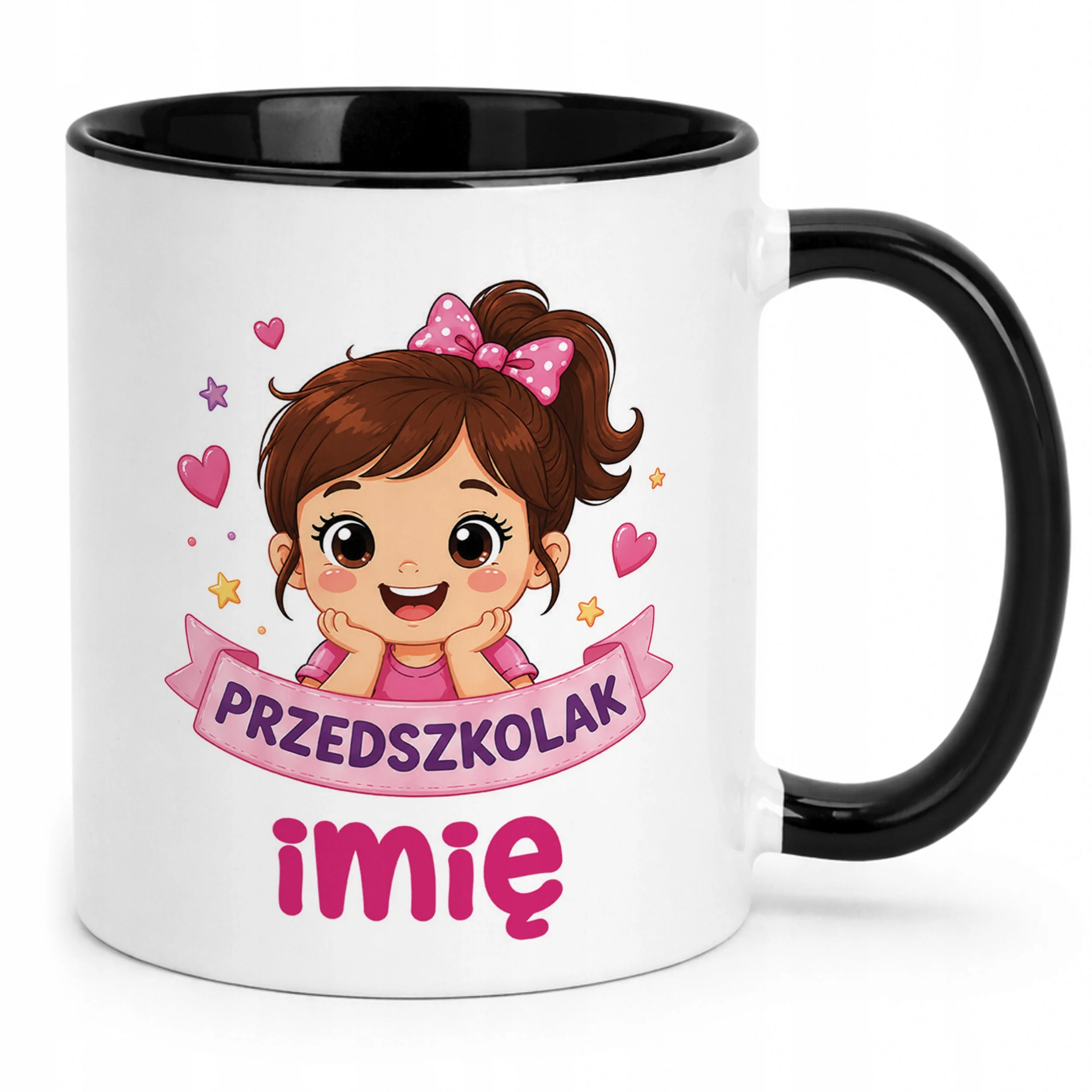 Kubek Czarny z nadrukiem personalizowany Przedszkolak Szkoła Dla Dzieci