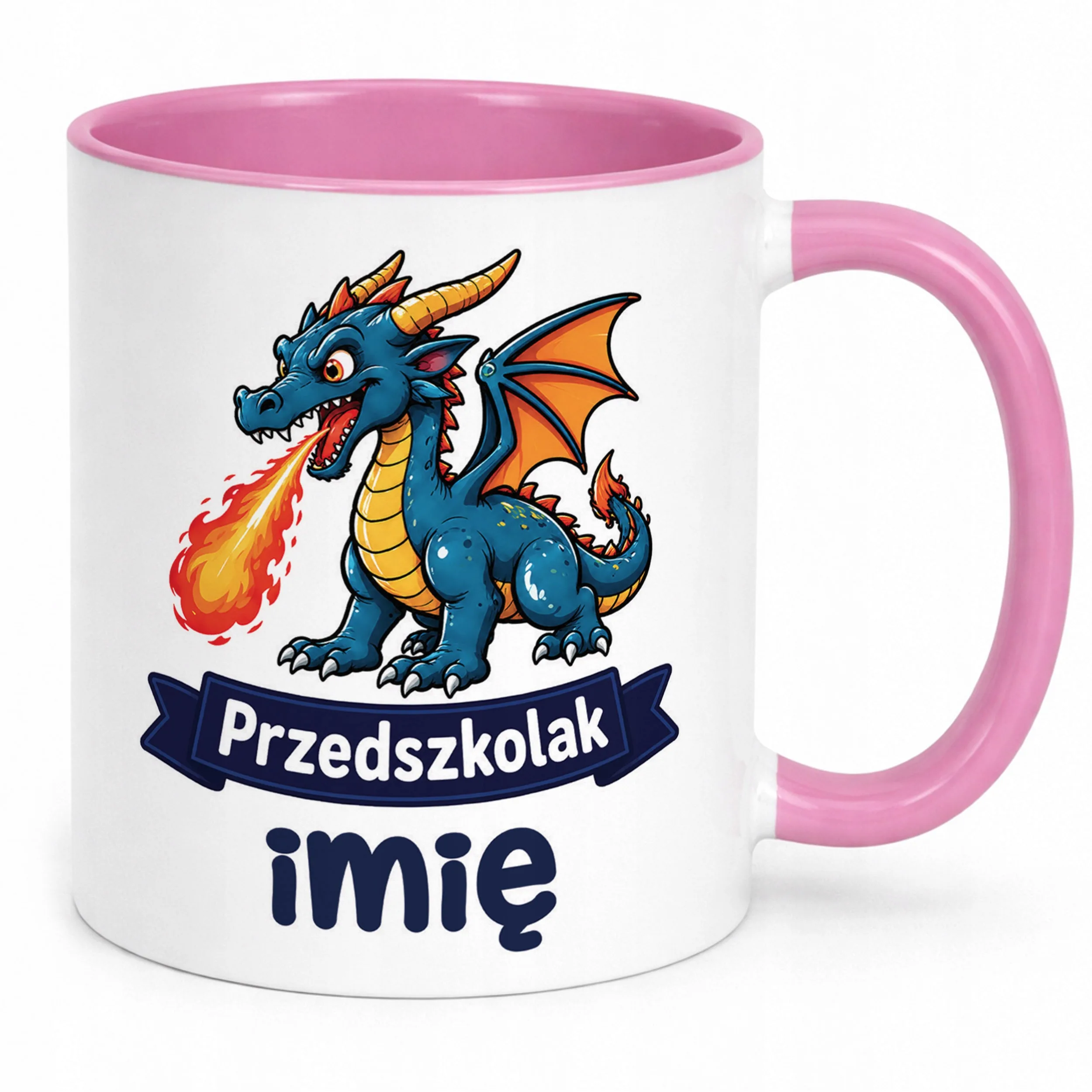 Kubek Różowy z nadrukiem personalizowany Przedszkolak Szkoła Dla Dzieci