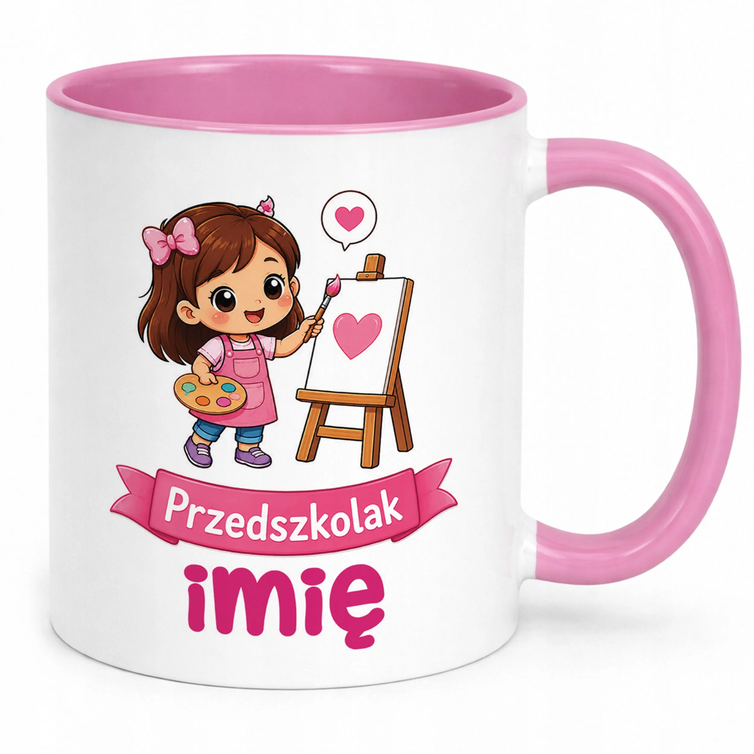 Kubek Różowy z nadrukiem personalizowany Przedszkolak Szkoła Dla Dzieci