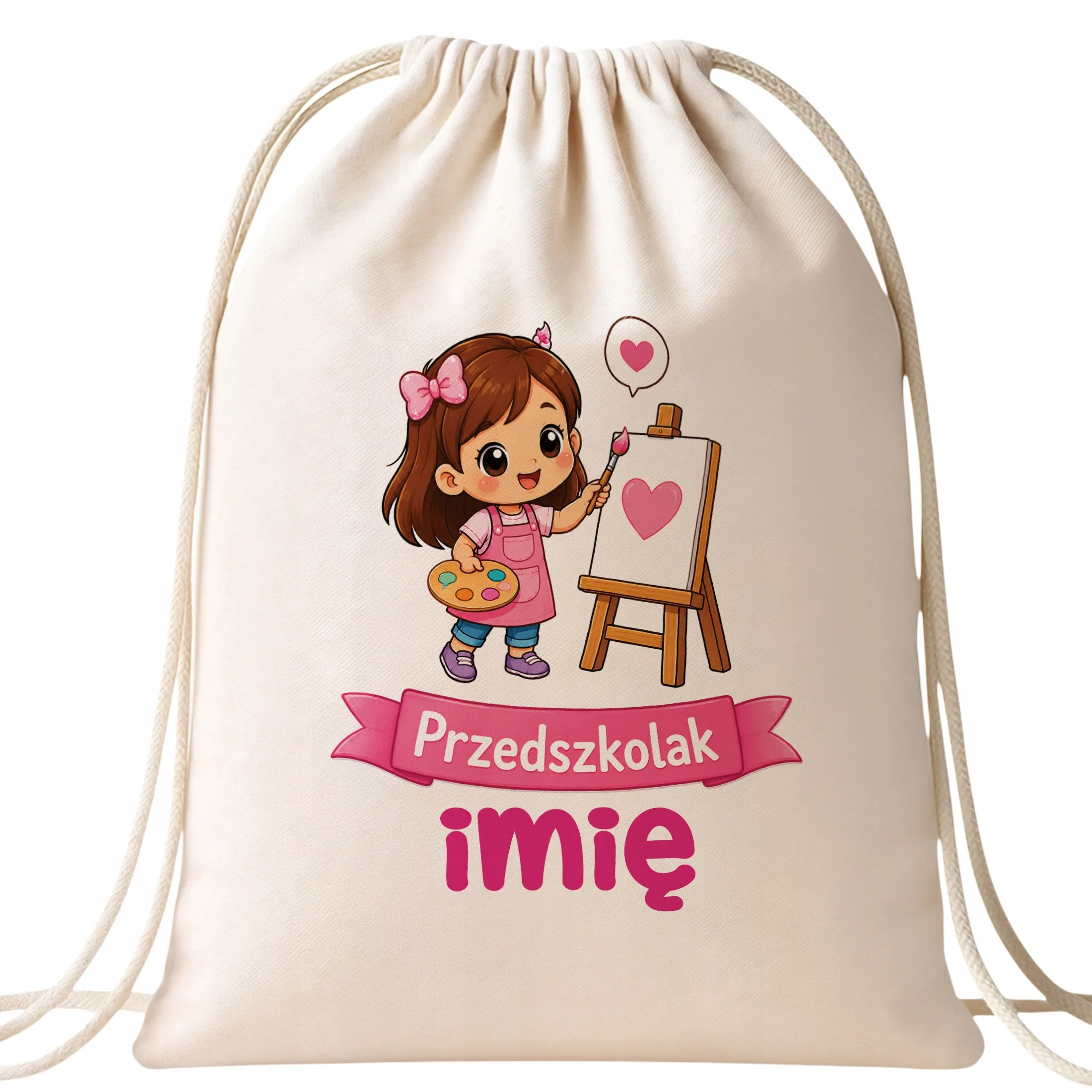 Plecak Worek Personalizowany Przedszkolak z Nadrukiem Bawełniany Szkolny