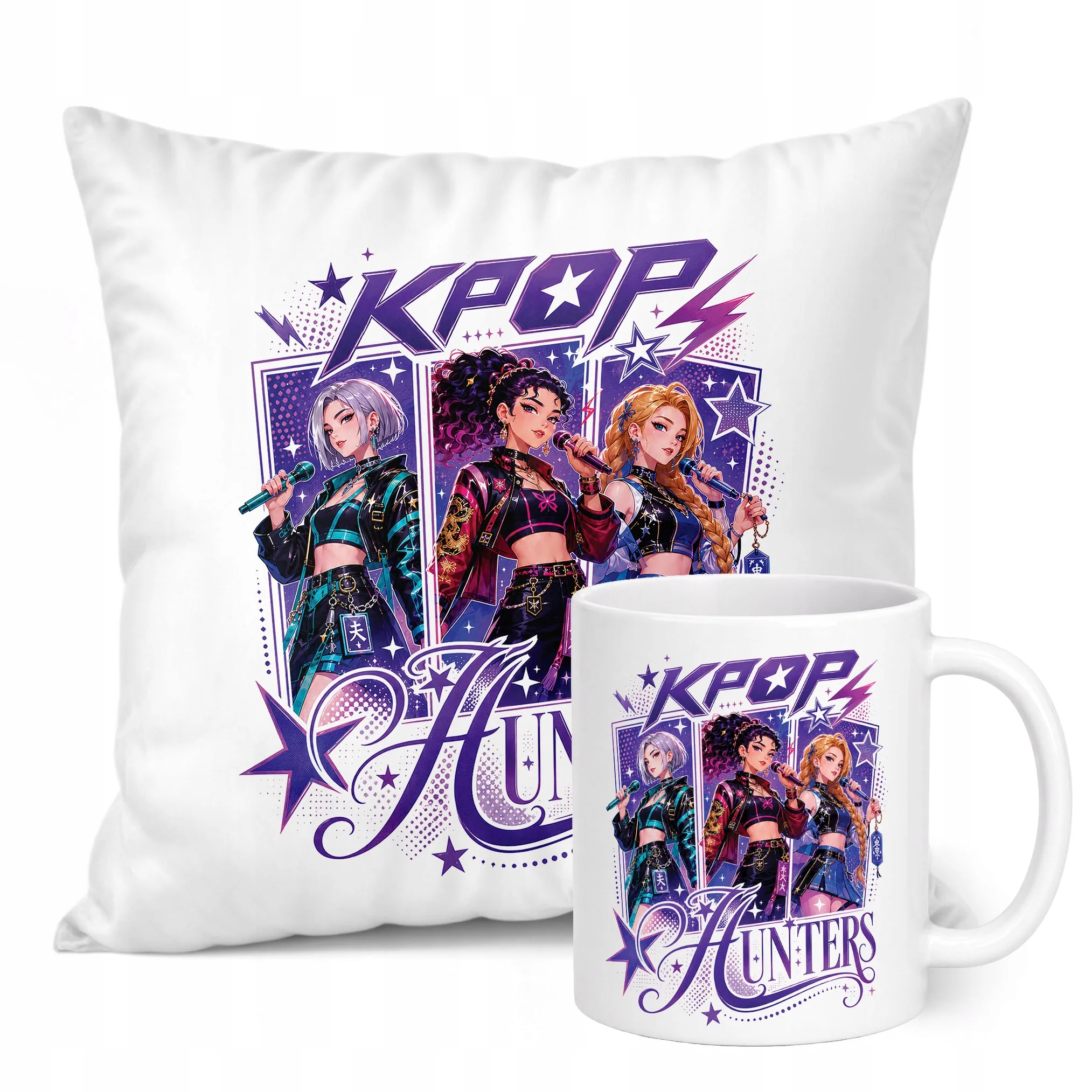 Zestaw Kubek Biały Poduszka Z Nadrukiem ŁOWCZYNIE KPOP Prezent
