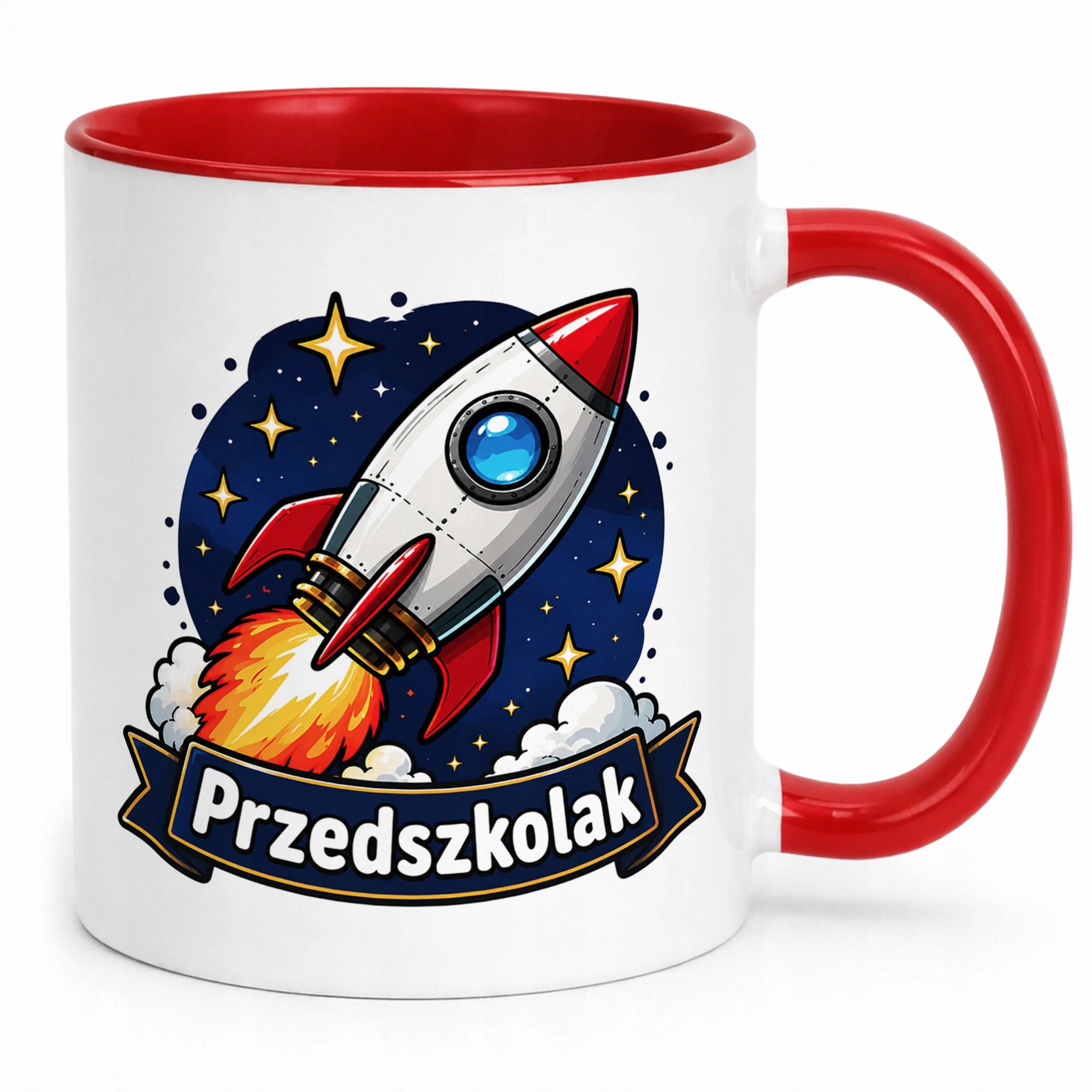 Kubek Czerwony z nadrukiem Przedszkolak Szkoła Dla Dzieci Prezent