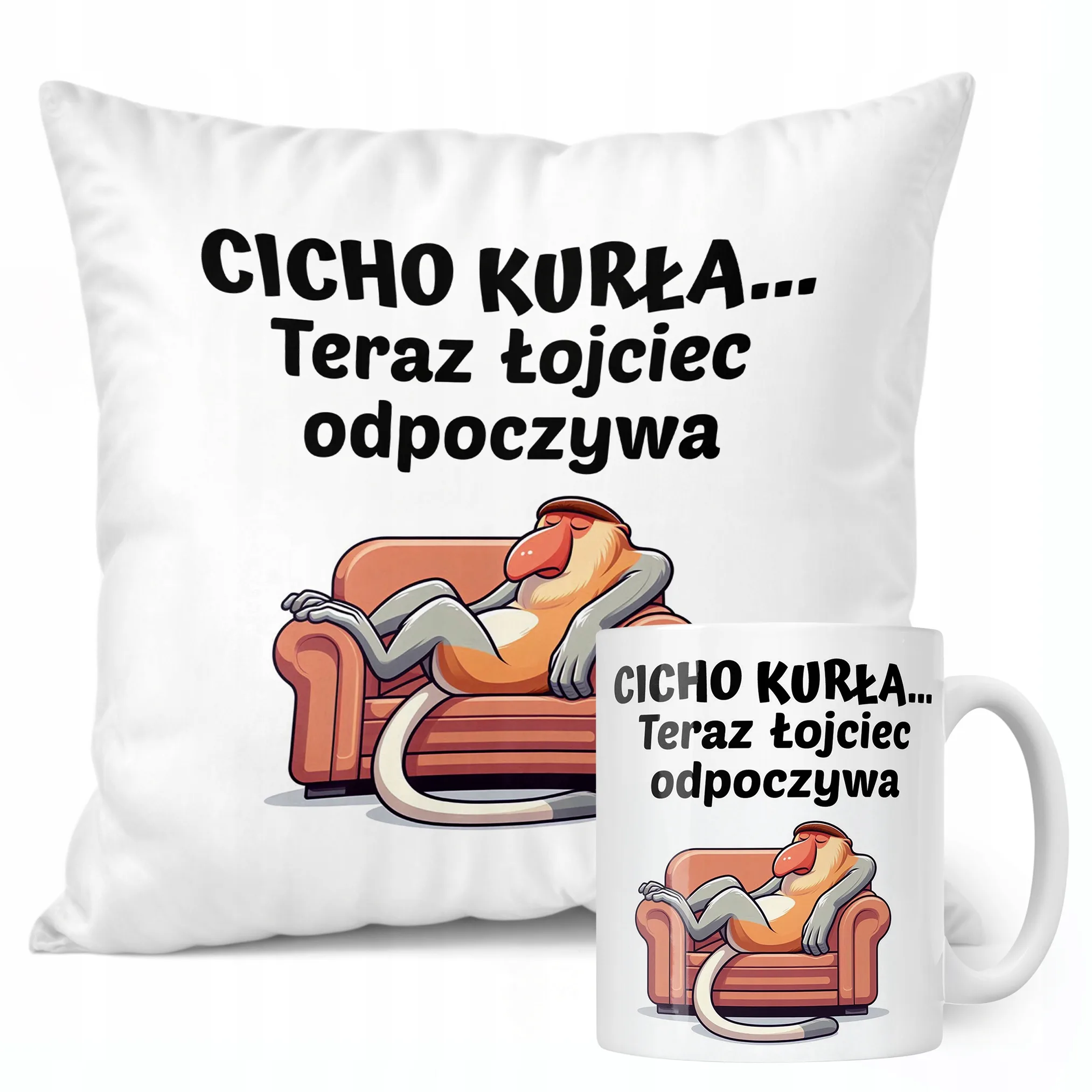 Zestaw Kubek + Poduszka Dzień Ojca Dla Taty Łojciec Odpoczywa Prezent