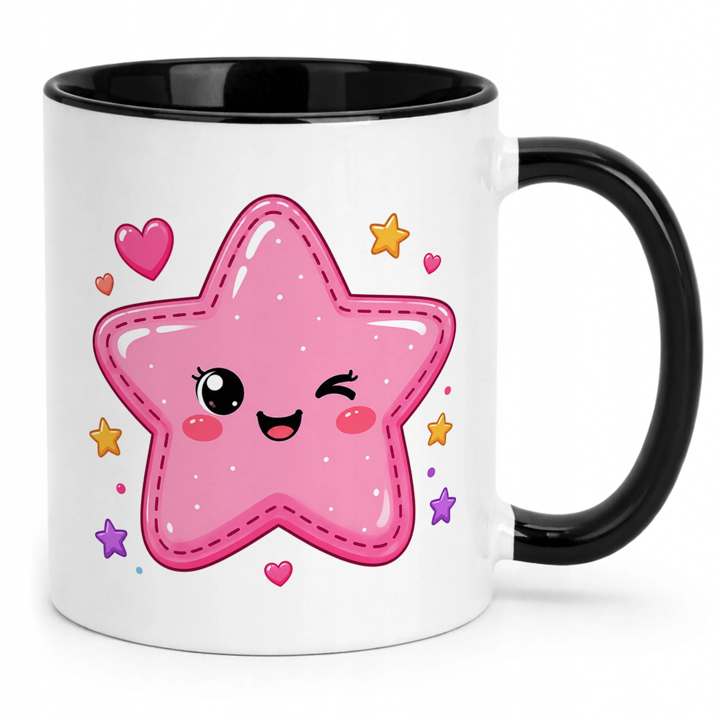 Kubek Czarny z nadrukiem Kawaii Gwiazdka Dla Dzieci Prezent Upominek