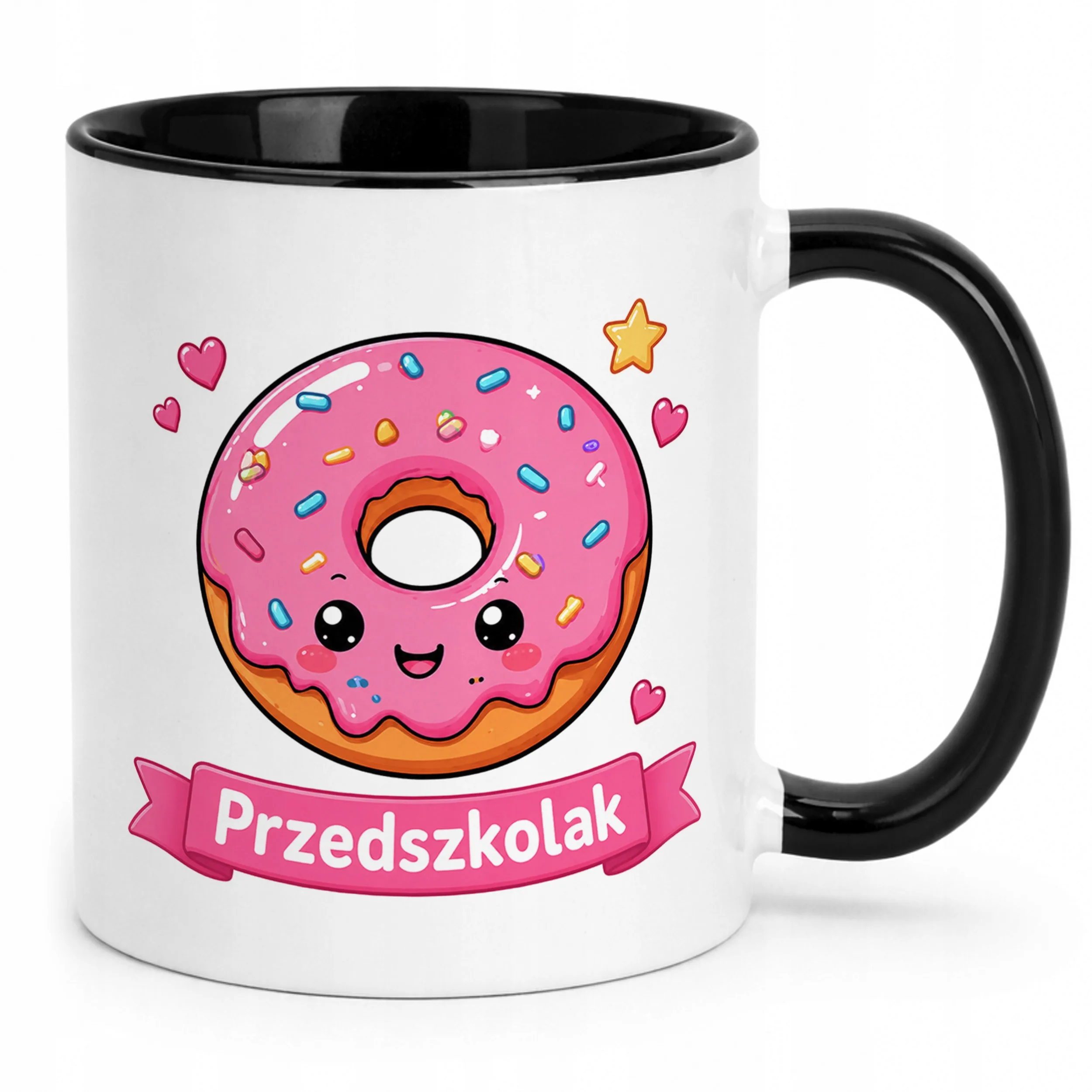 Kubek Czarny z nadrukiem Przedszkolak Szkoła Dla Dzieci Prezent