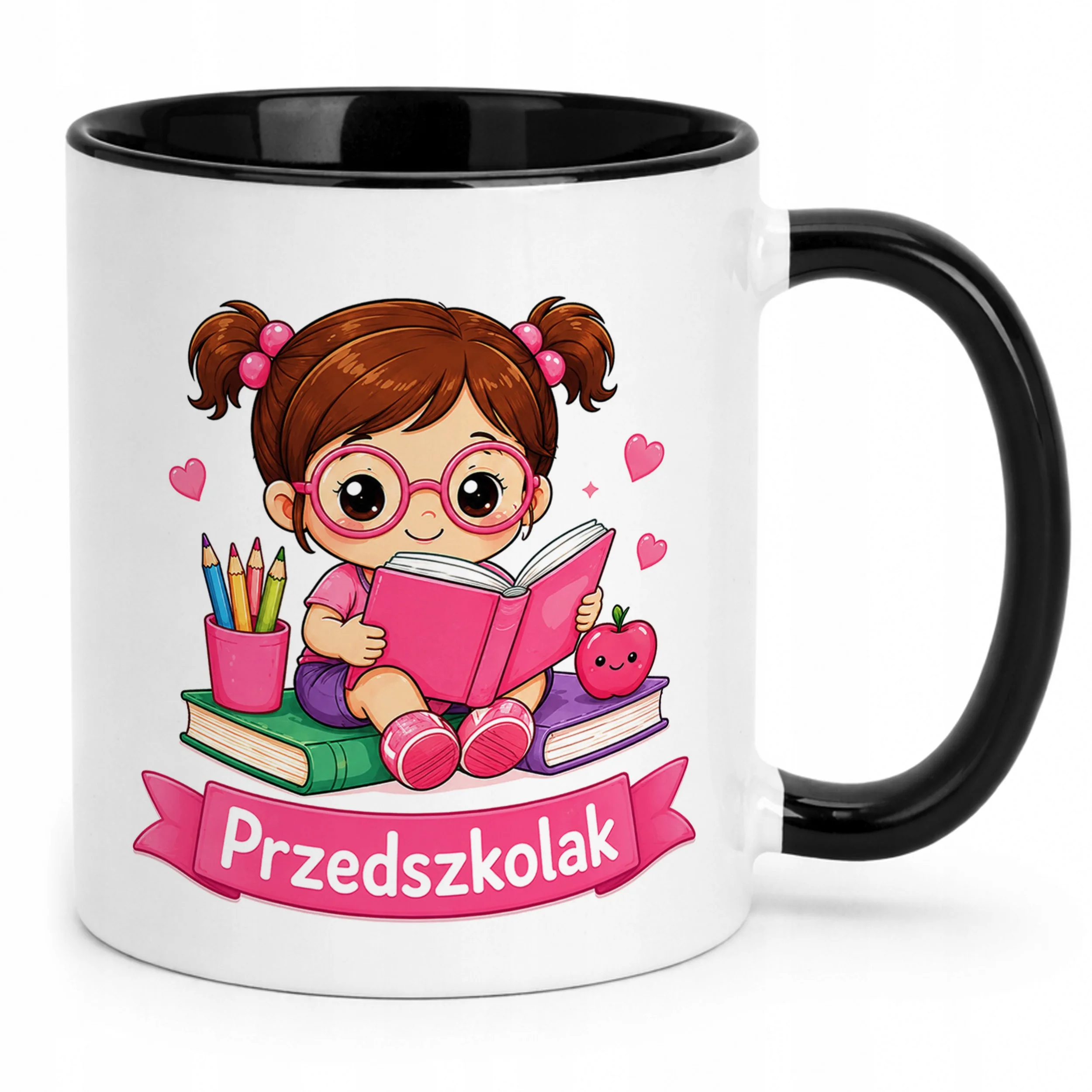 Kubek Czarny z nadrukiem Przedszkolak Szkoła Dla Dzieci Prezent