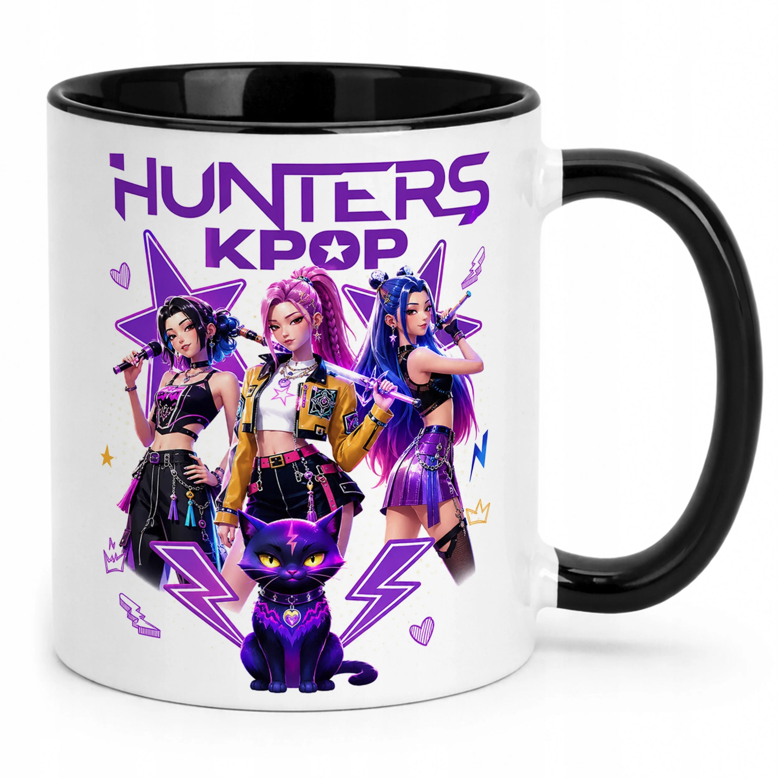 Kubek Czarny z nadrukiem ŁOWCZYNIE KPOP Dla Dzieci Prezent Upominek