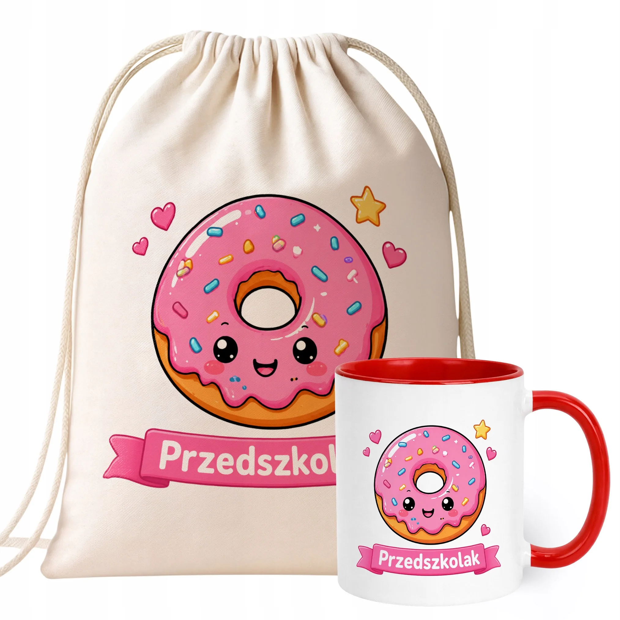 Zestaw Plecak Worek Kubek Czerwony Z Nadrukiem Przedszkolak Dla Dzieci