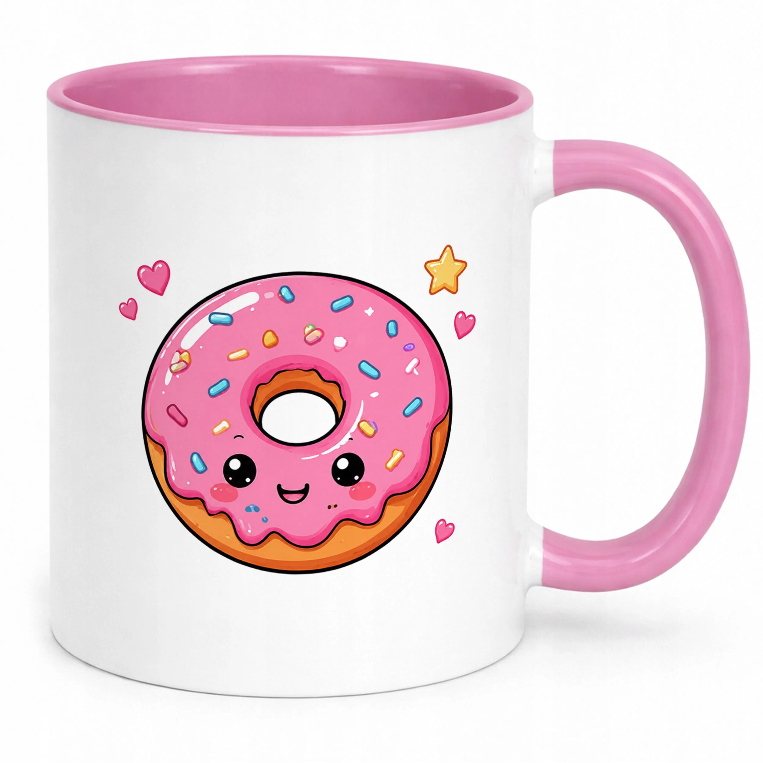 Kubek Różowy z nadrukiem Kawaii Pączek Dla Dzieci Prezent Upominek