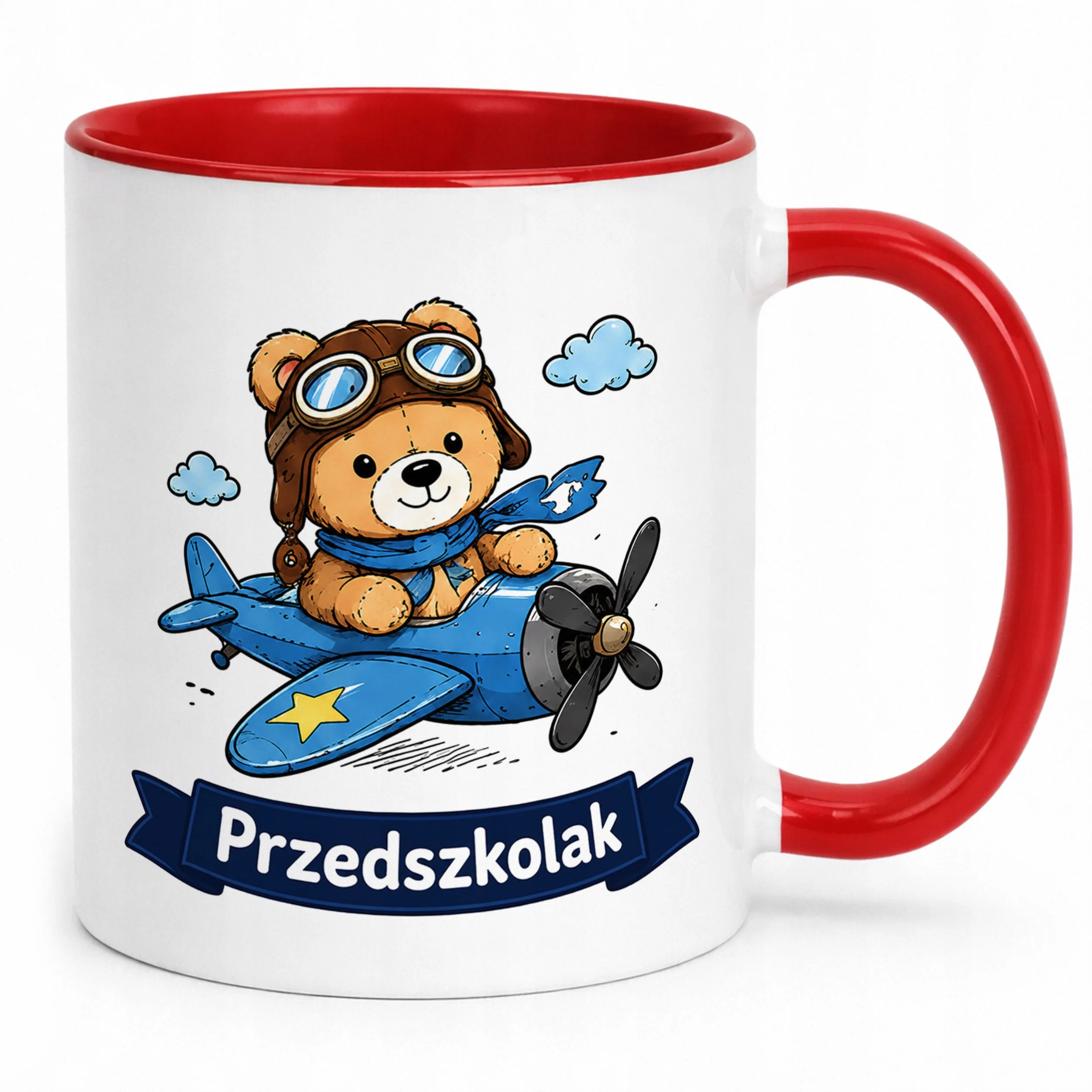 Kubek Czerwony z nadrukiem Przedszkolak Szkoła Dla Dzieci Prezent