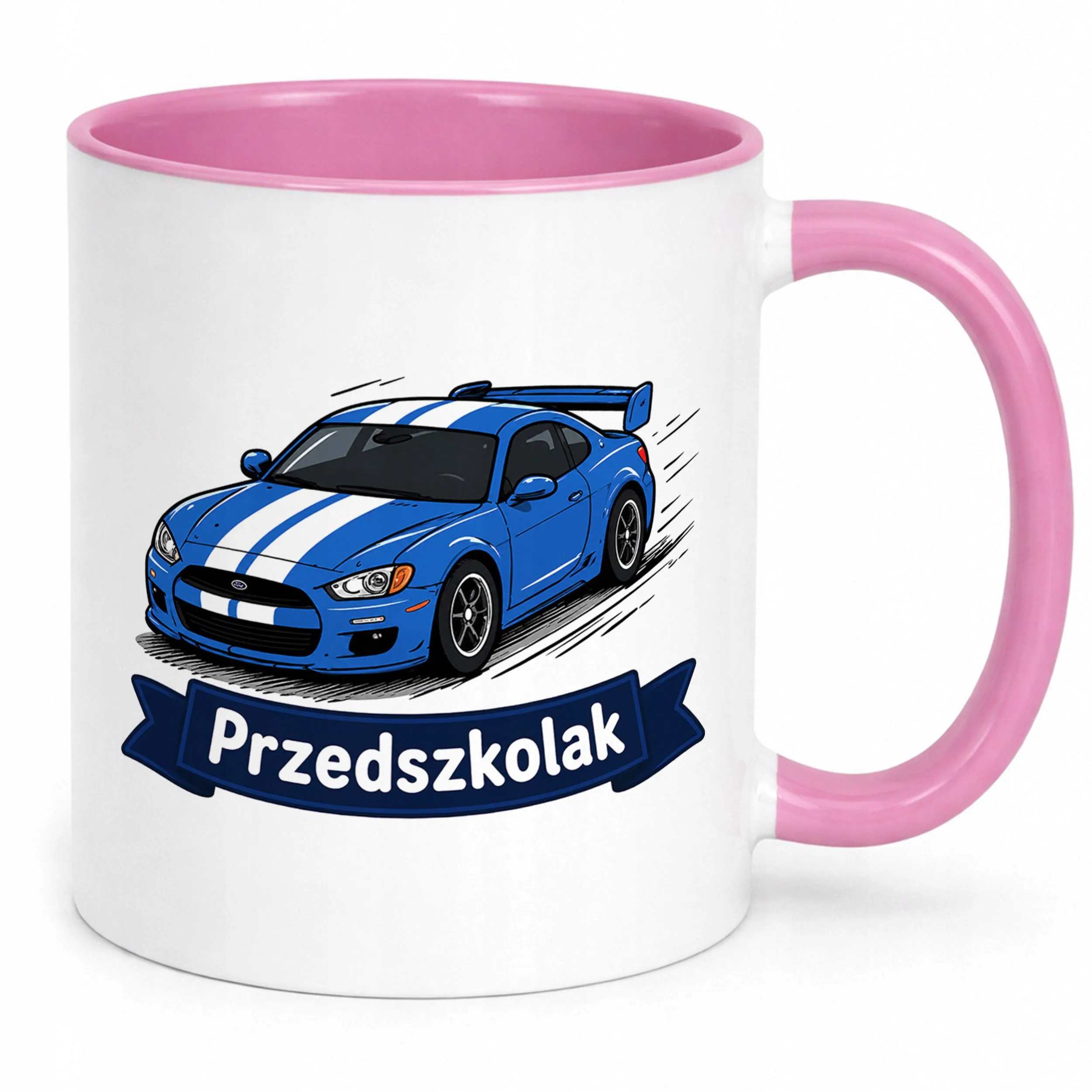 Kubek Różowy z nadrukiem Przedszkolak Szkoła Dla Dzieci Prezent
