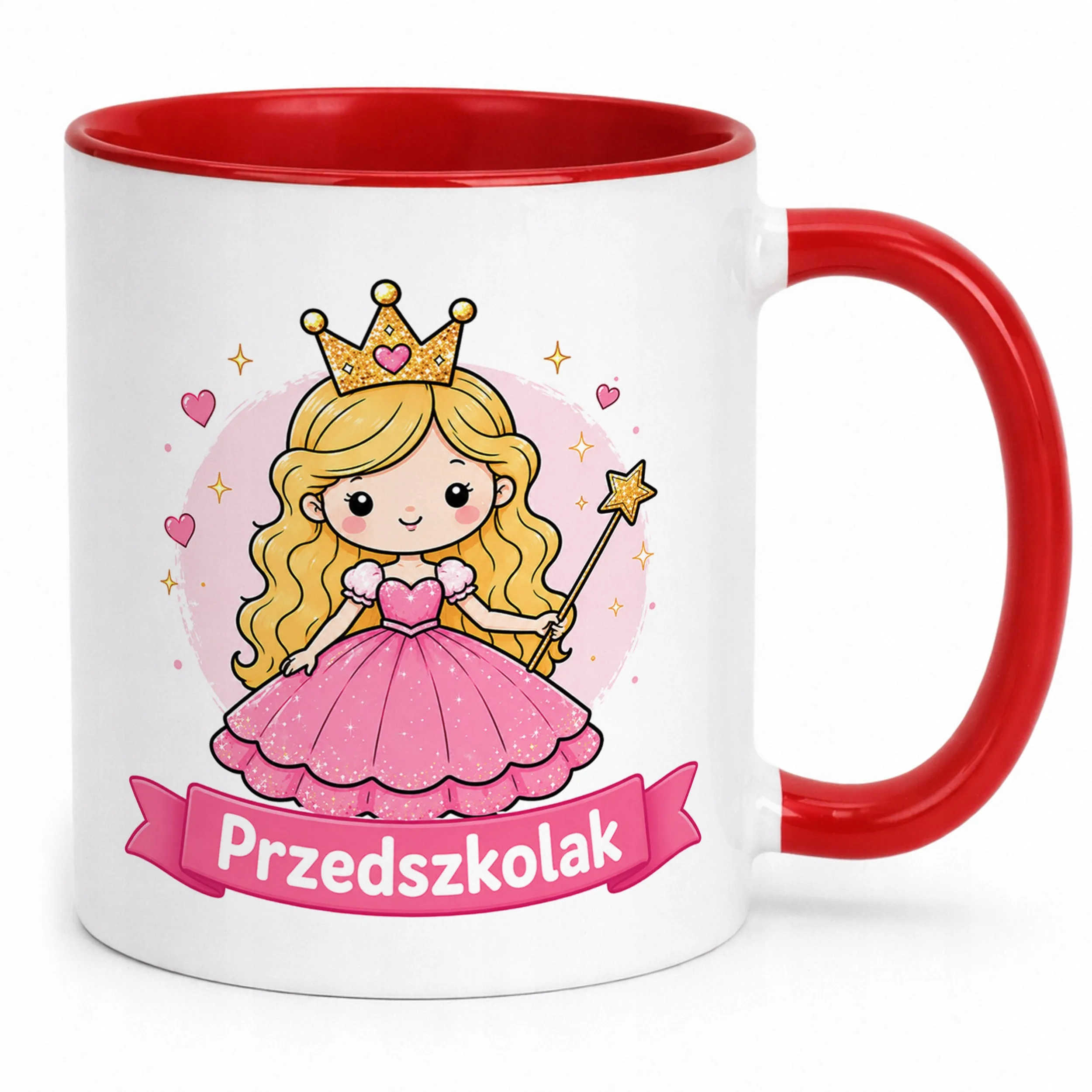Kubek Czerwony z nadrukiem Przedszkolak Szkoła Dla Dzieci Prezent