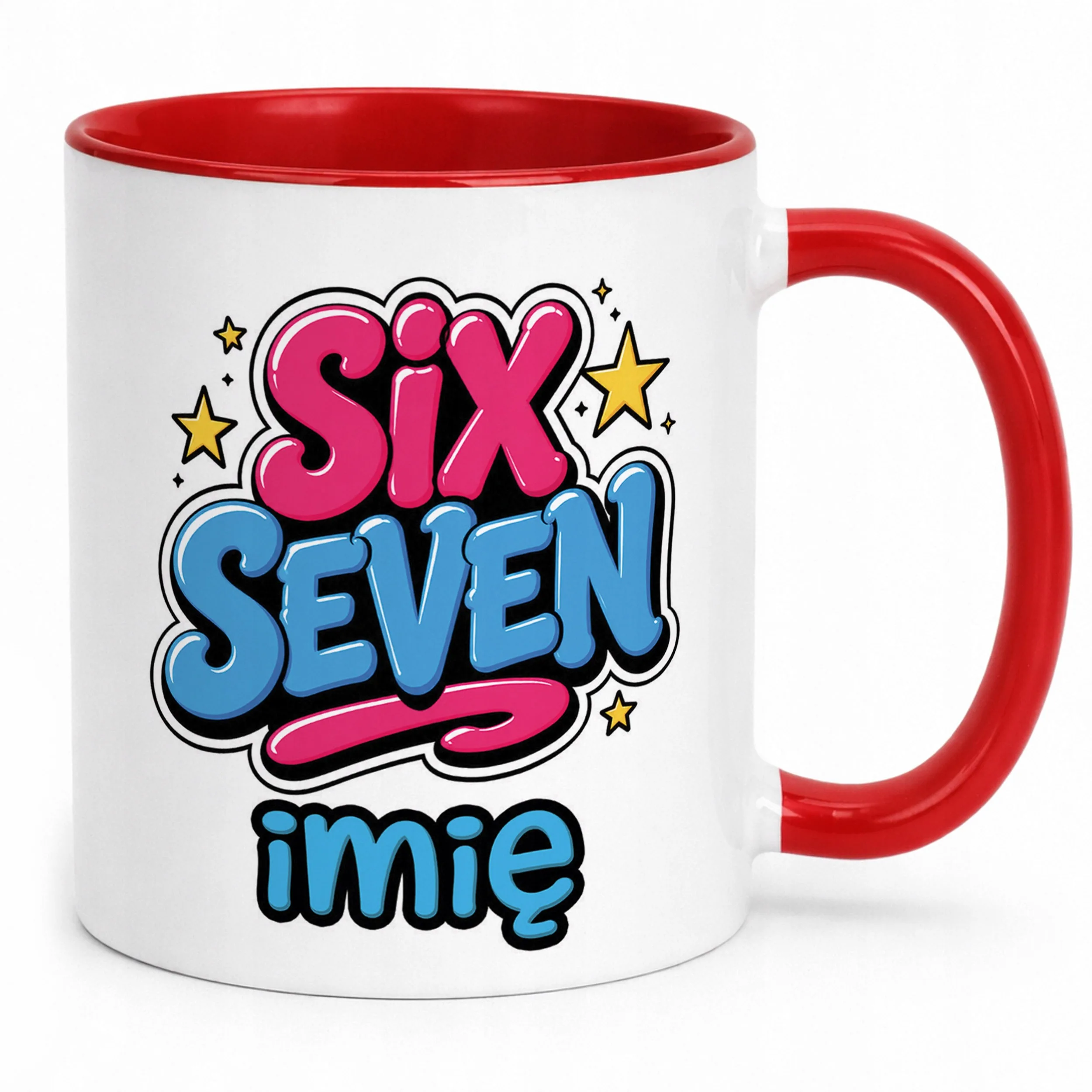 Kubek Czerwony z nadrukiem personalizowany 67 SIX SEVEN Dla Dzieci Prezent