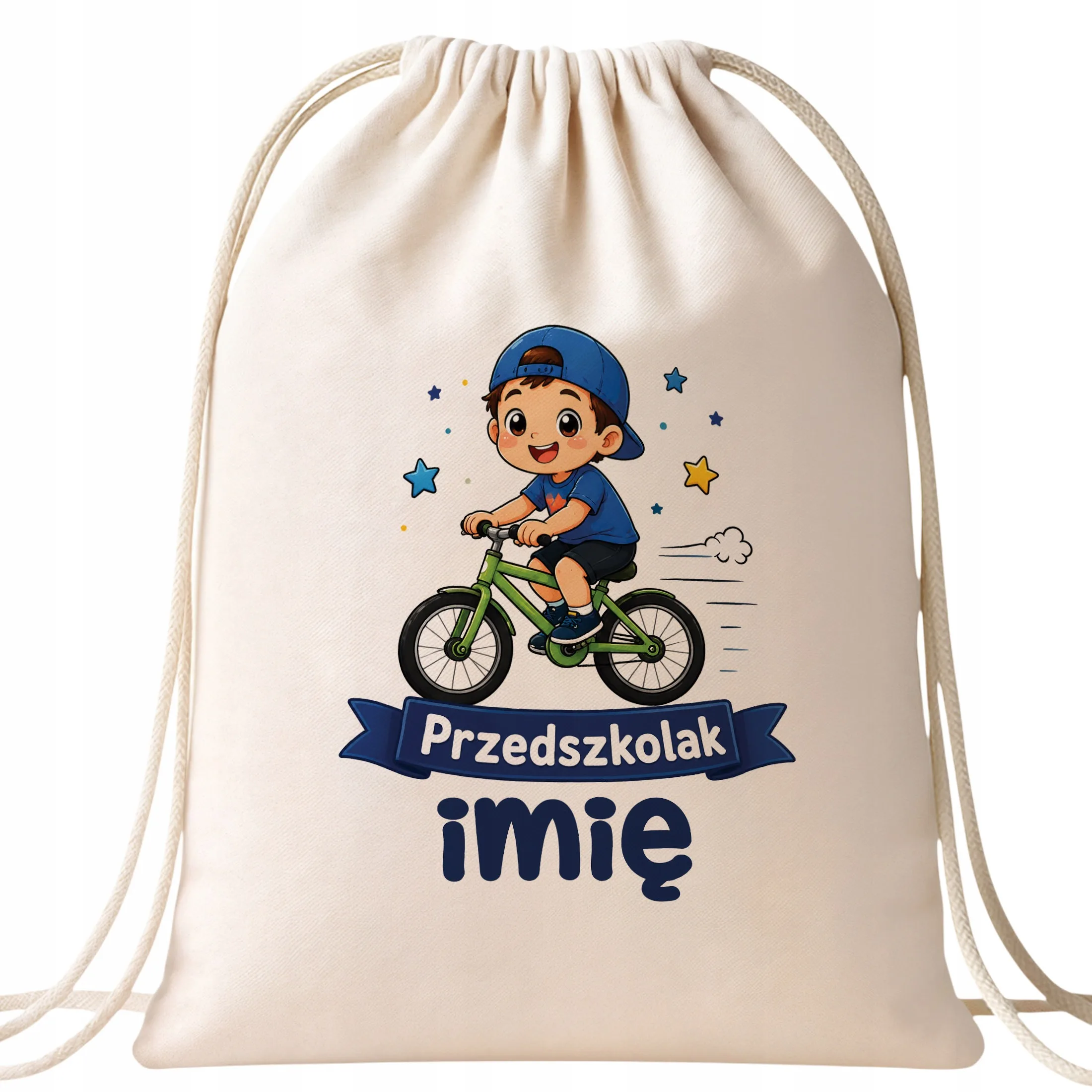 Plecak Worek Personalizowany Przedszkolak z Nadrukiem Bawełniany Szkolny