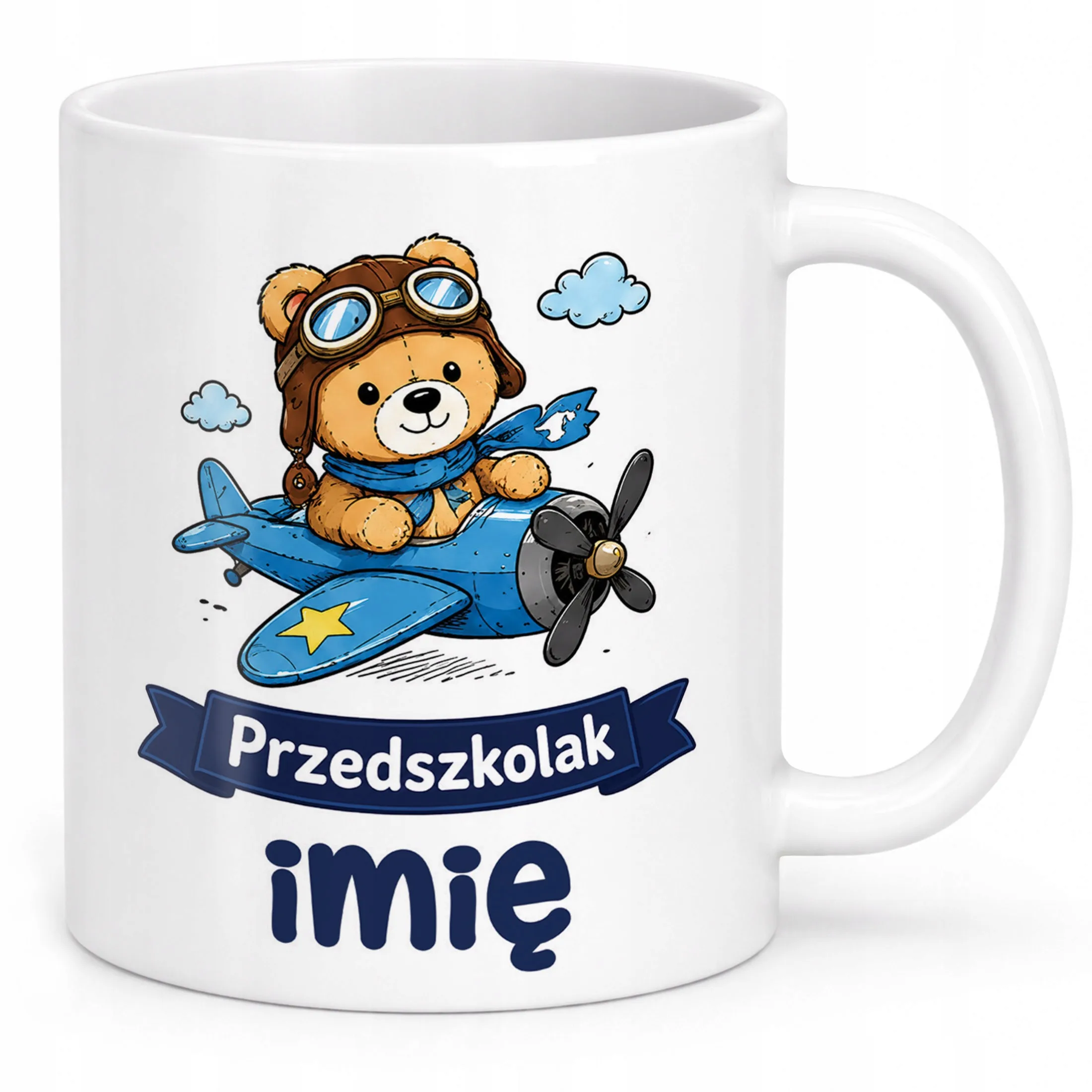 Biały Kubek z nadrukiem personalizowany Przedszkolak Szkoła Dla Dzieci