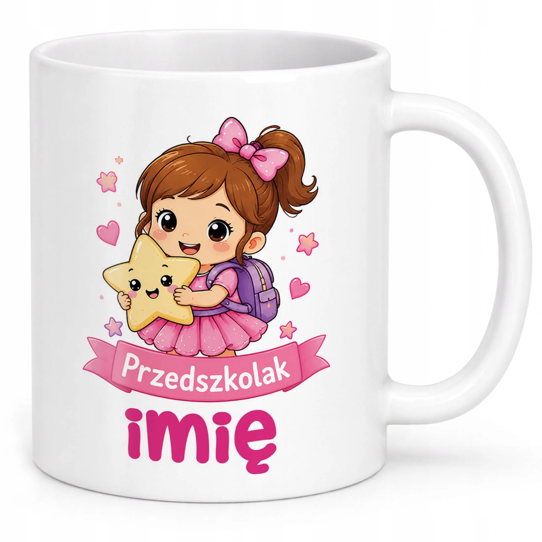 Biały Kubek z nadrukiem personalizowany Przedszkolak Szkoła Dla Dzieci