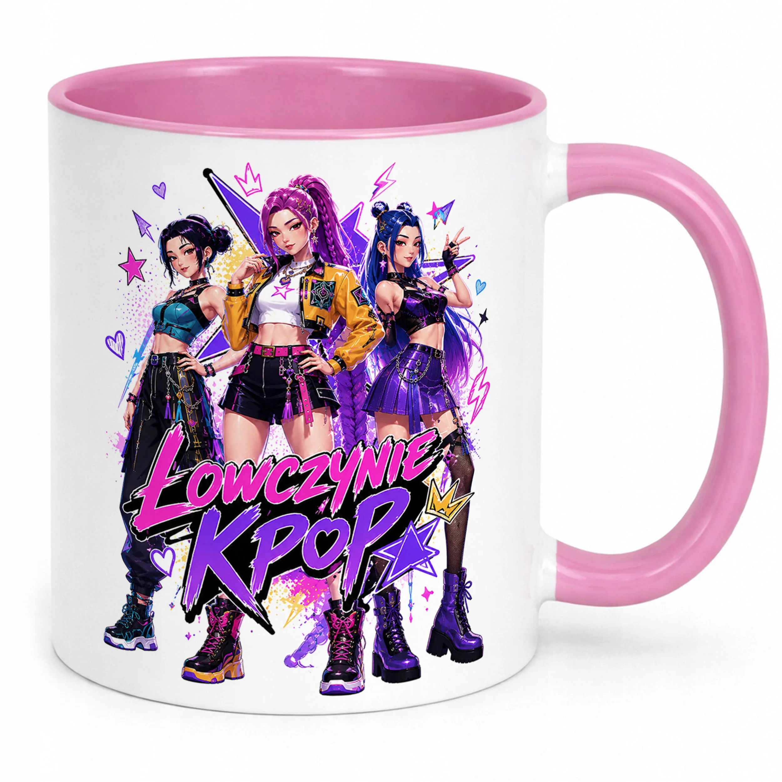 Kubek Różowy z nadrukiem ŁOWCZYNIE KPOP Dla Dzieci Prezent Upominek