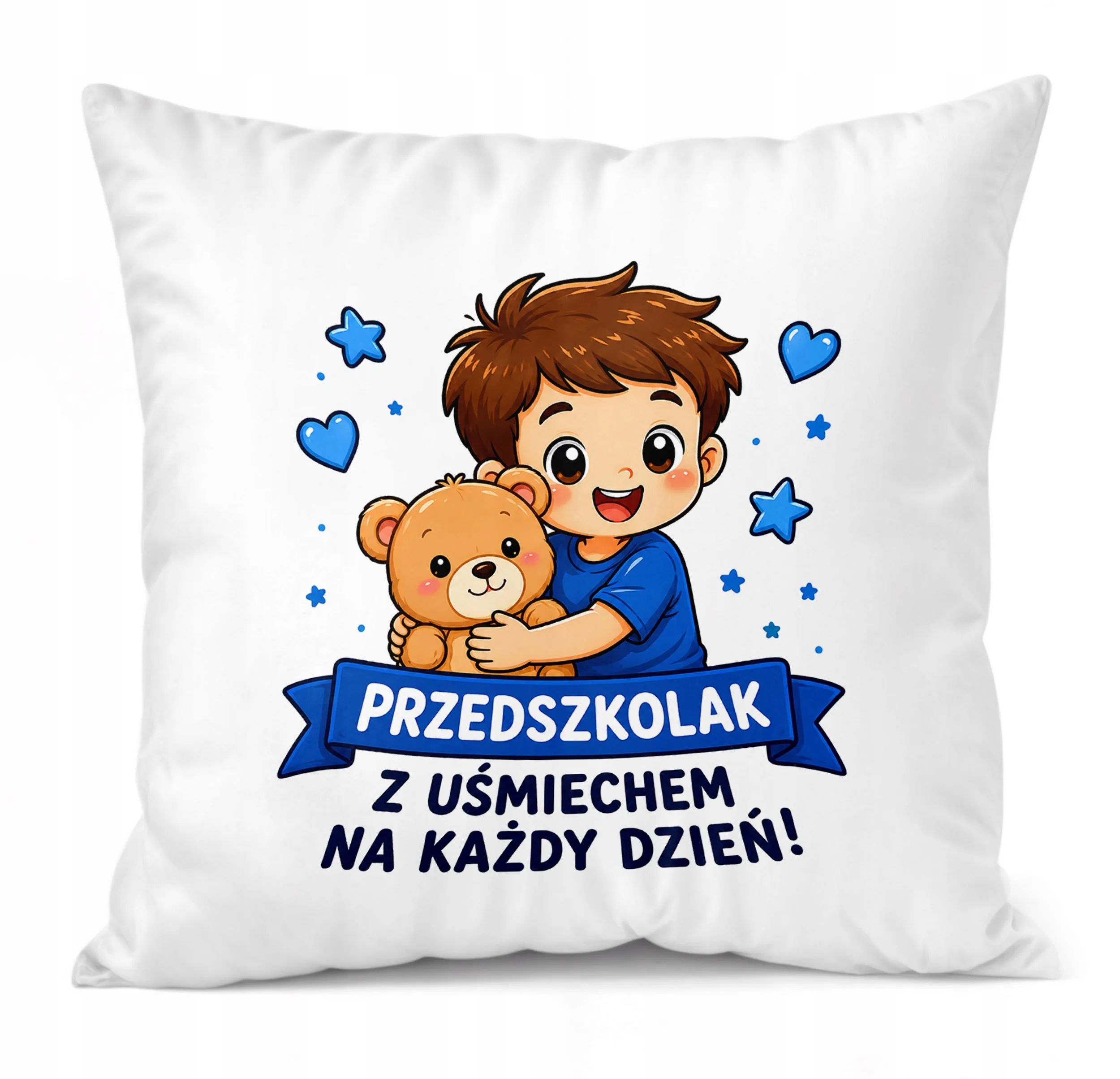 Poduszka Jasiek z nadrukiem 38x38cm Przedszkolak Dla Dzieci Prezent