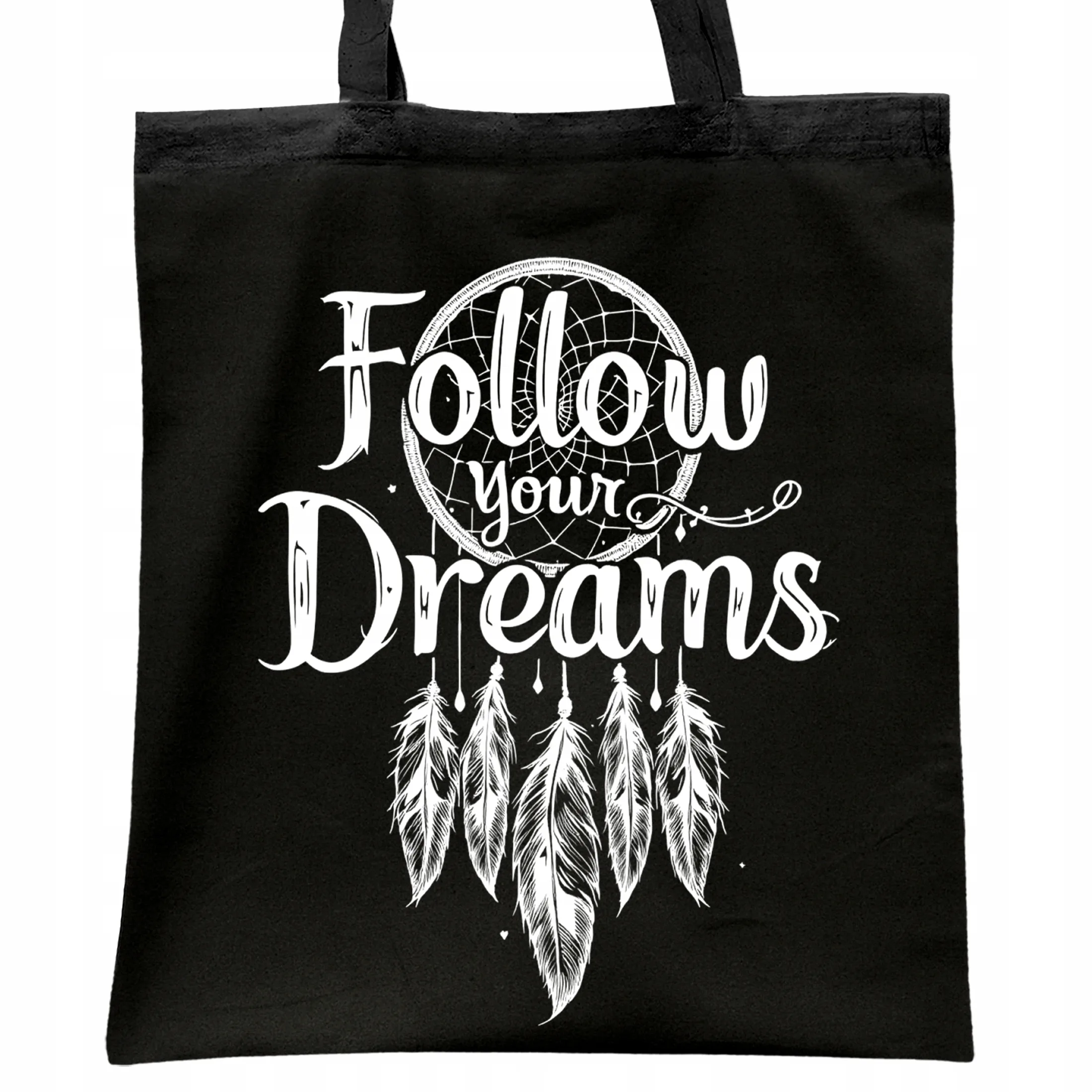 Torba bawełniana czarna na zakupy Follow Your Dreams Łapacz Snów