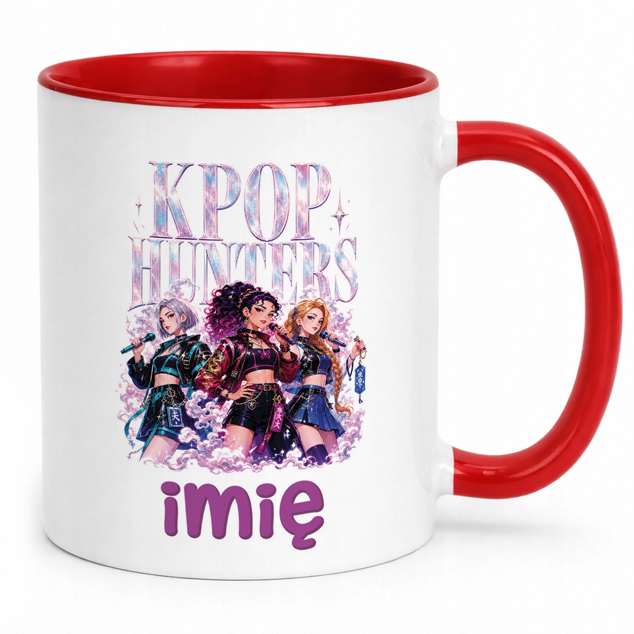 Kubek Czerwony z nadrukiem personalizowany ŁOWCZYNIE KPOP Prezent