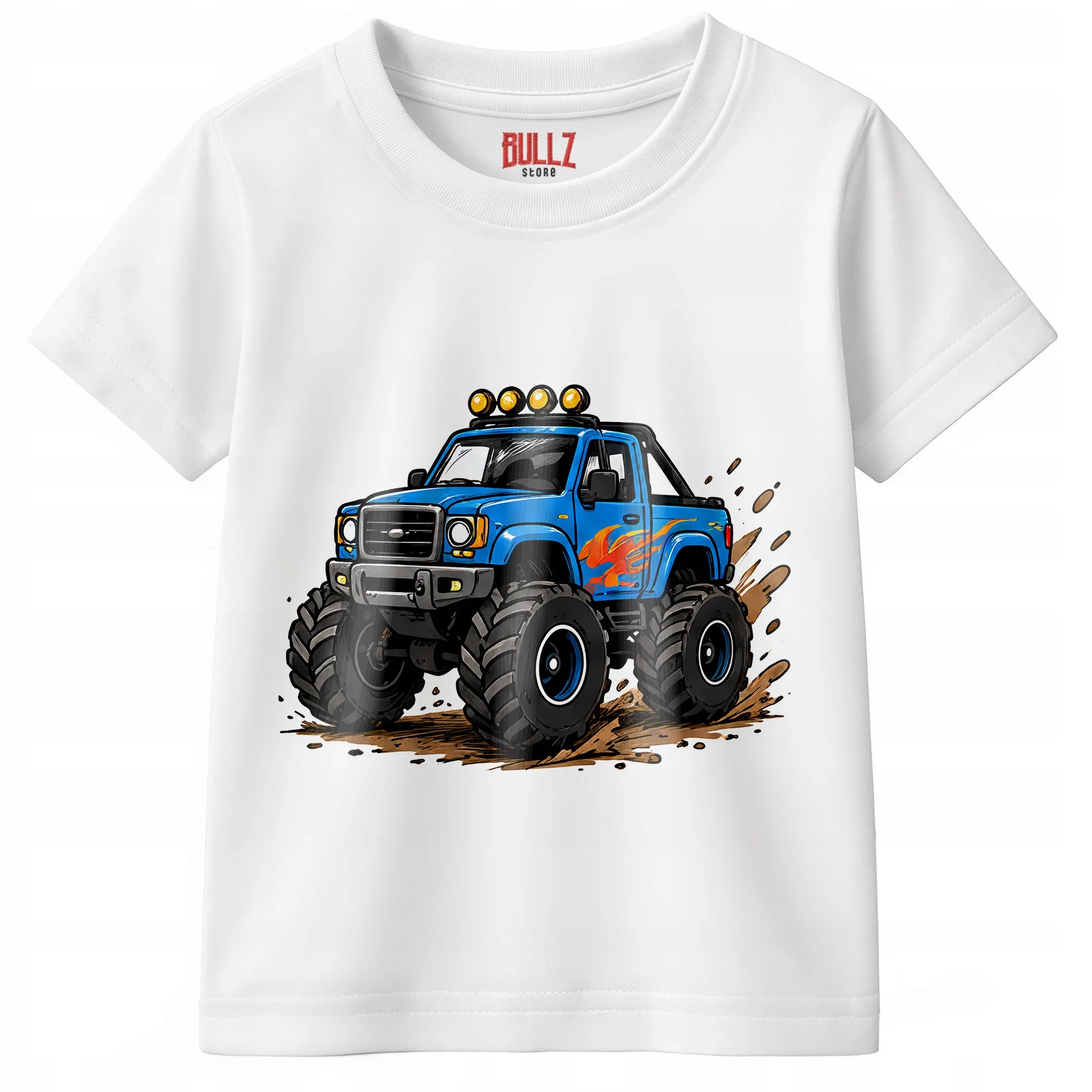 Koszulka Dziecięca Biała Z Nadrukiem Monster truck Dla Dzieci r. 116