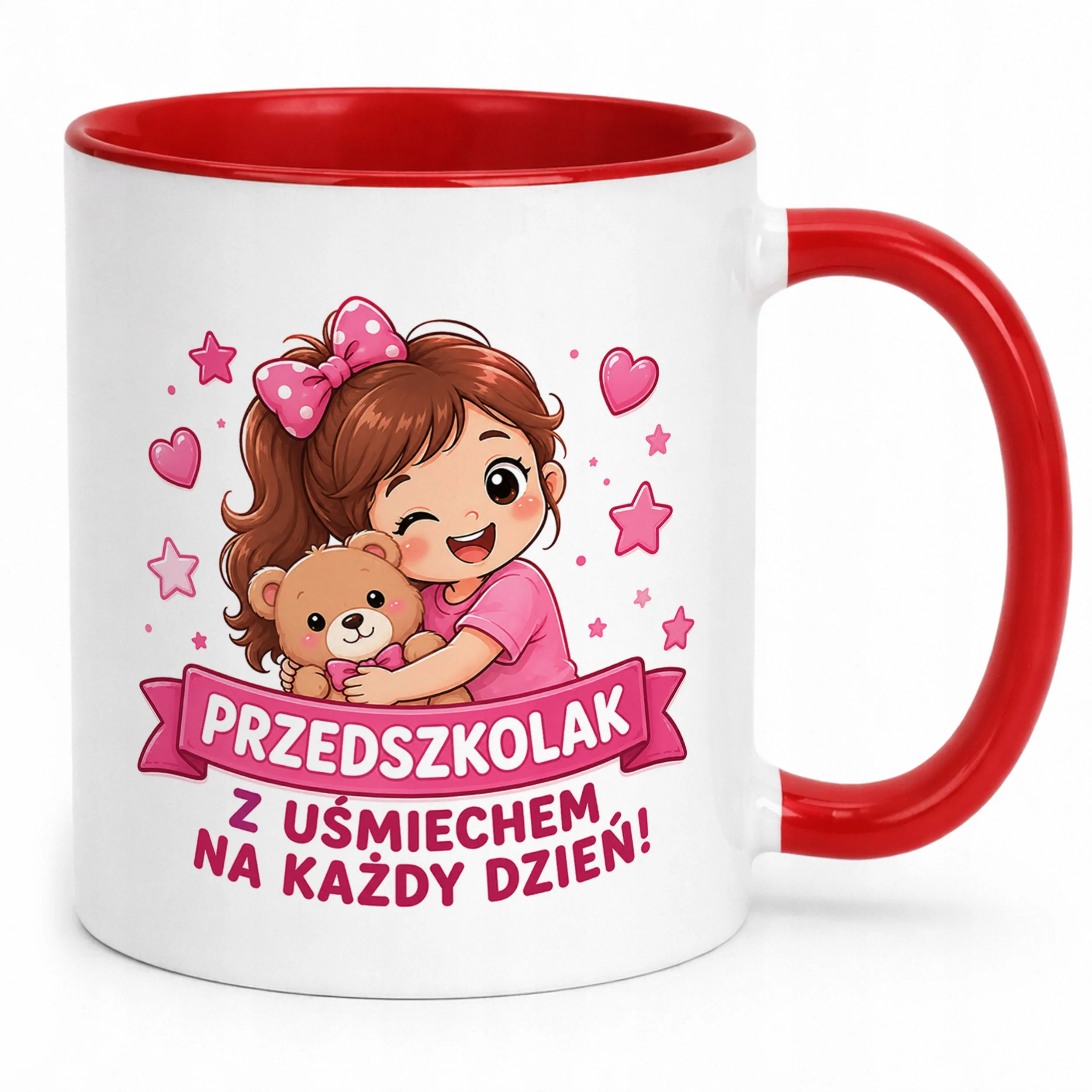 Kubek Czerwony z nadrukiem Przedszkolak Szkoła Dla Dzieci Prezent