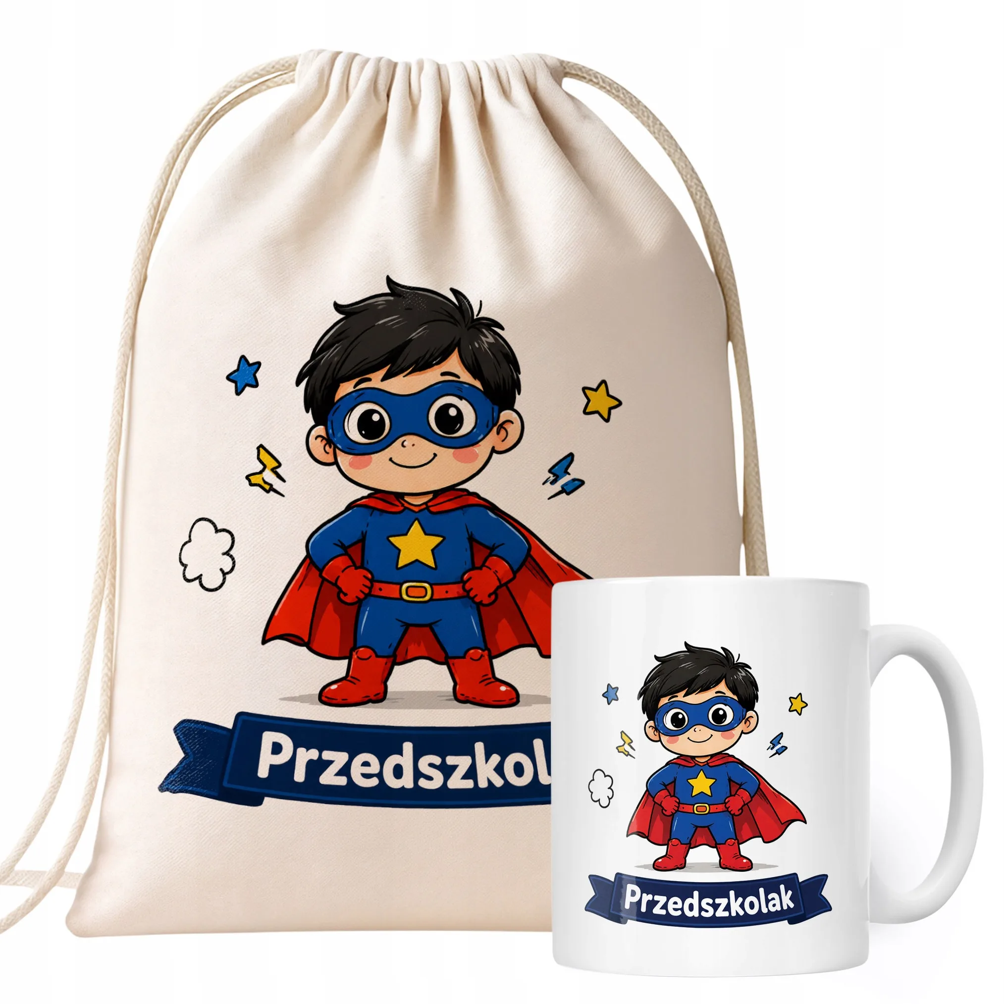 Zestaw Plecak Worek Kubek Z Nadrukiem Przedszkolak Szkoła Dla Dzieci