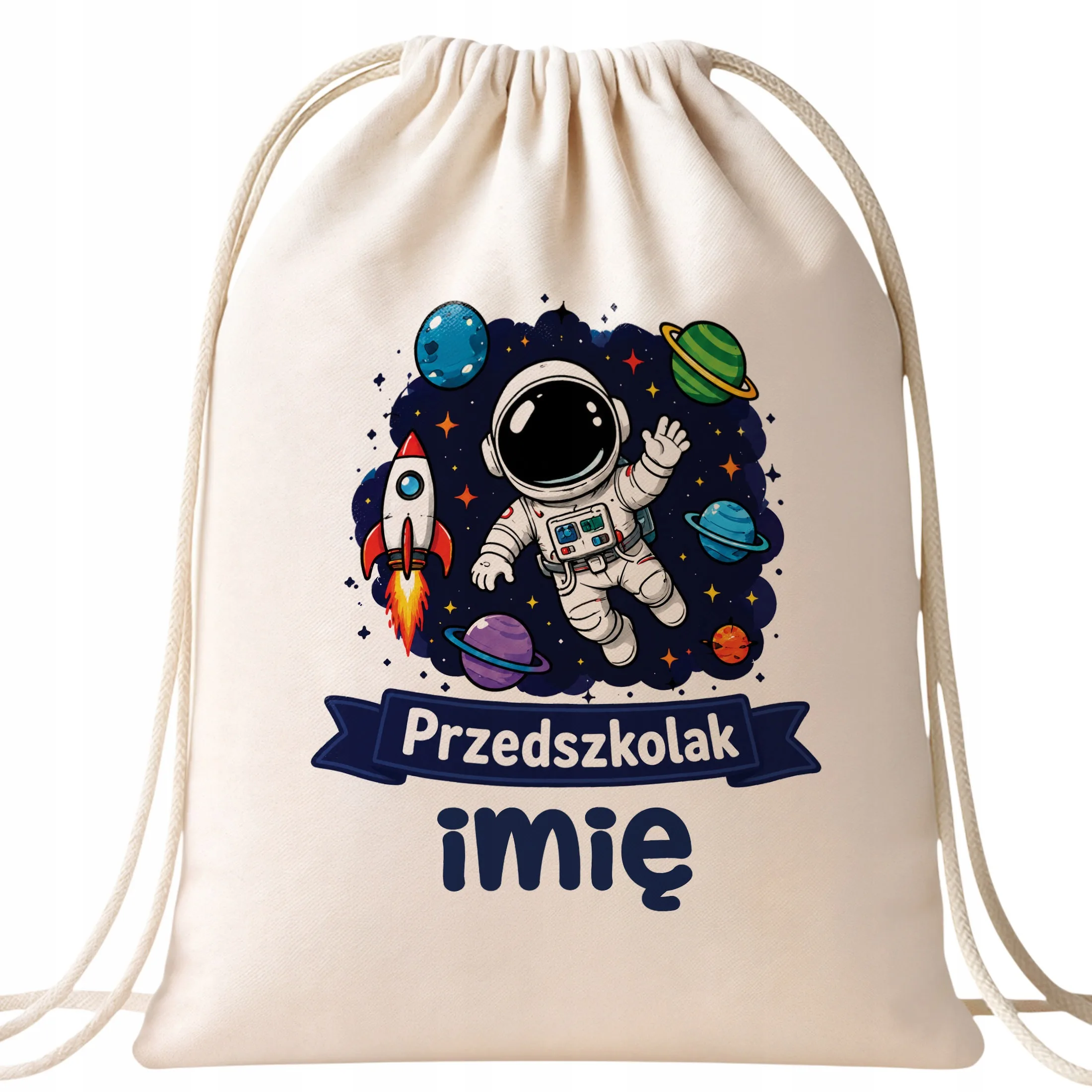 Plecak Worek Personalizowany Przedszkolak z Nadrukiem Bawełniany Szkolny