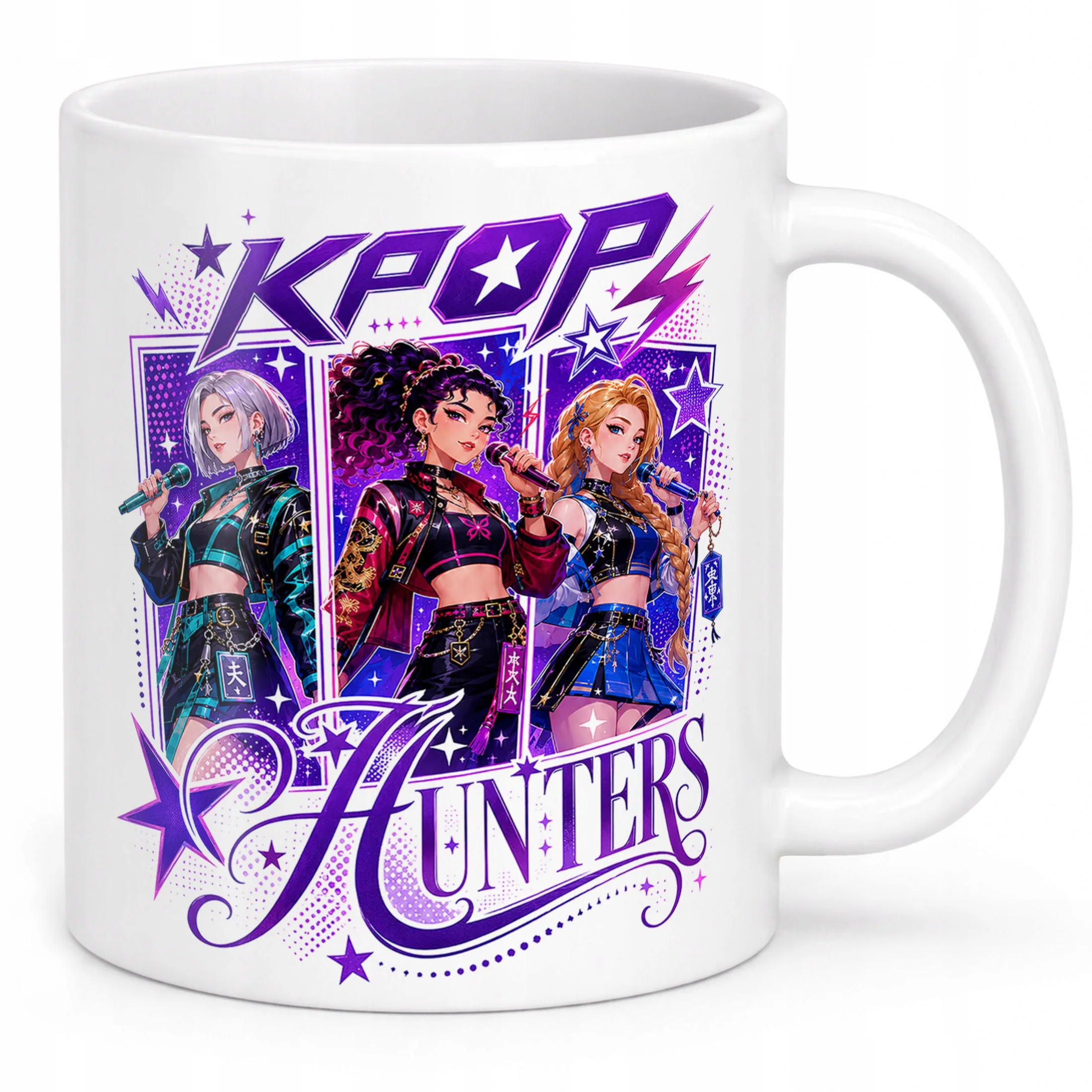 Biały Kubek z nadrukiem ŁOWCZYNIE KPOP Dla Dzieci Prezent Upominek