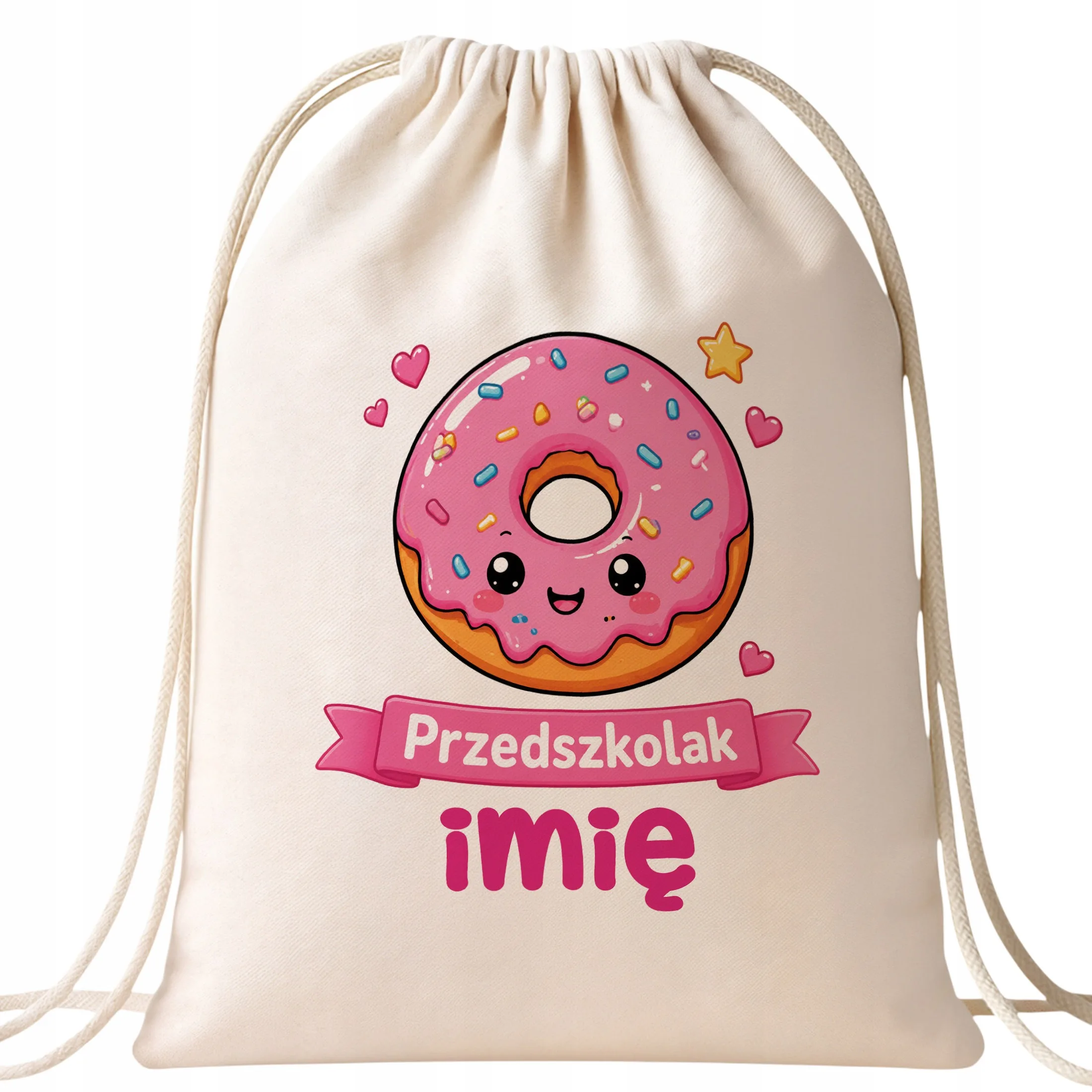 Plecak Worek Personalizowany Przedszkolak z Nadrukiem Bawełniany Szkolny