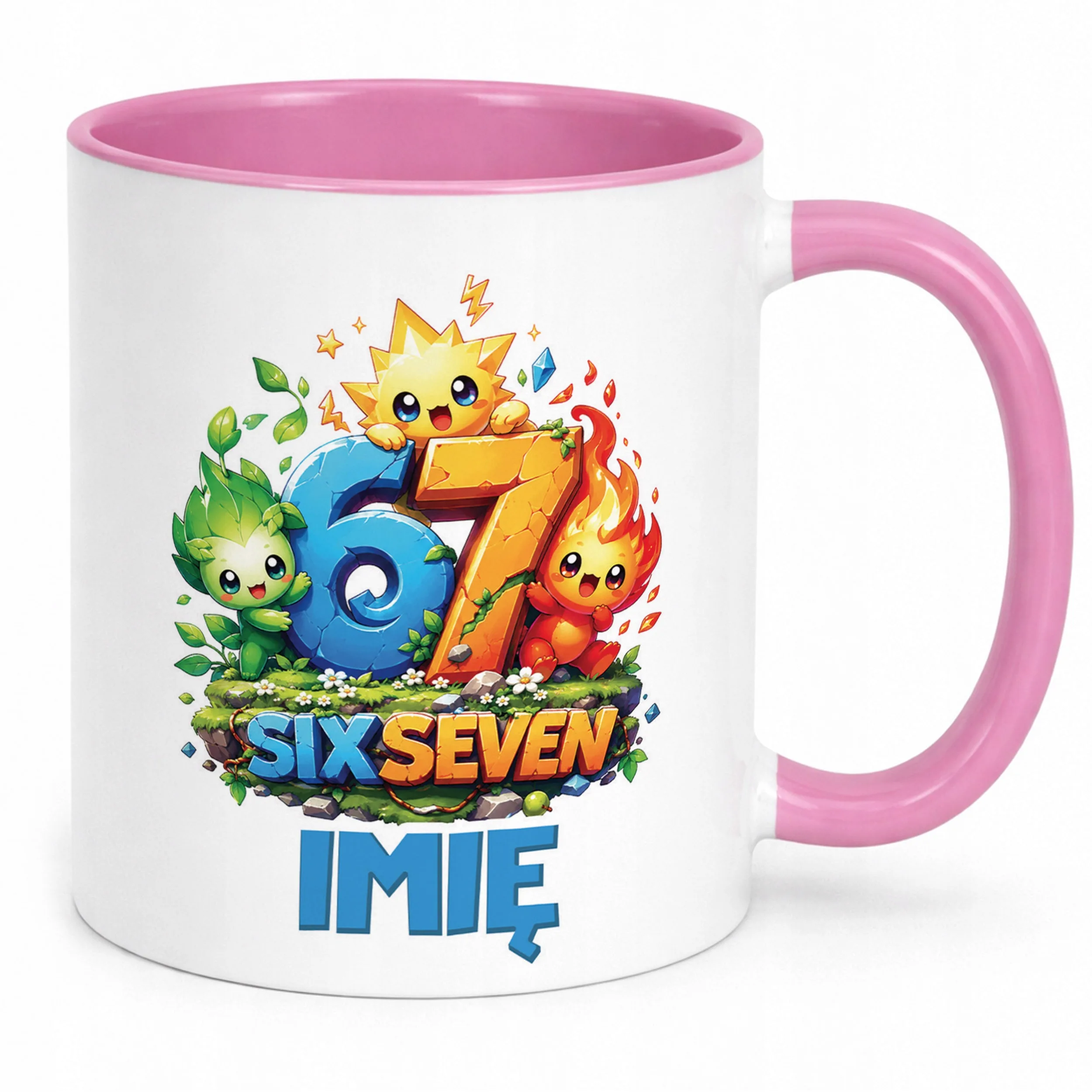Kubek Różowy z nadrukiem personalizowany SIX SEVEN Dla Dzieci Prezent